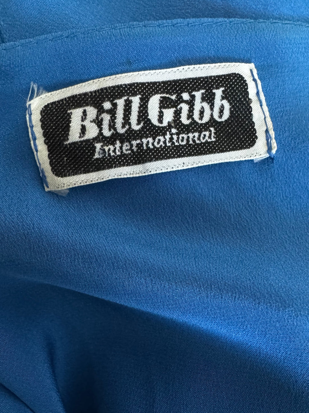 Bill Gibb Blue Silk Satin and Silk Chiffon Beaded Dress, c. Early 1980s