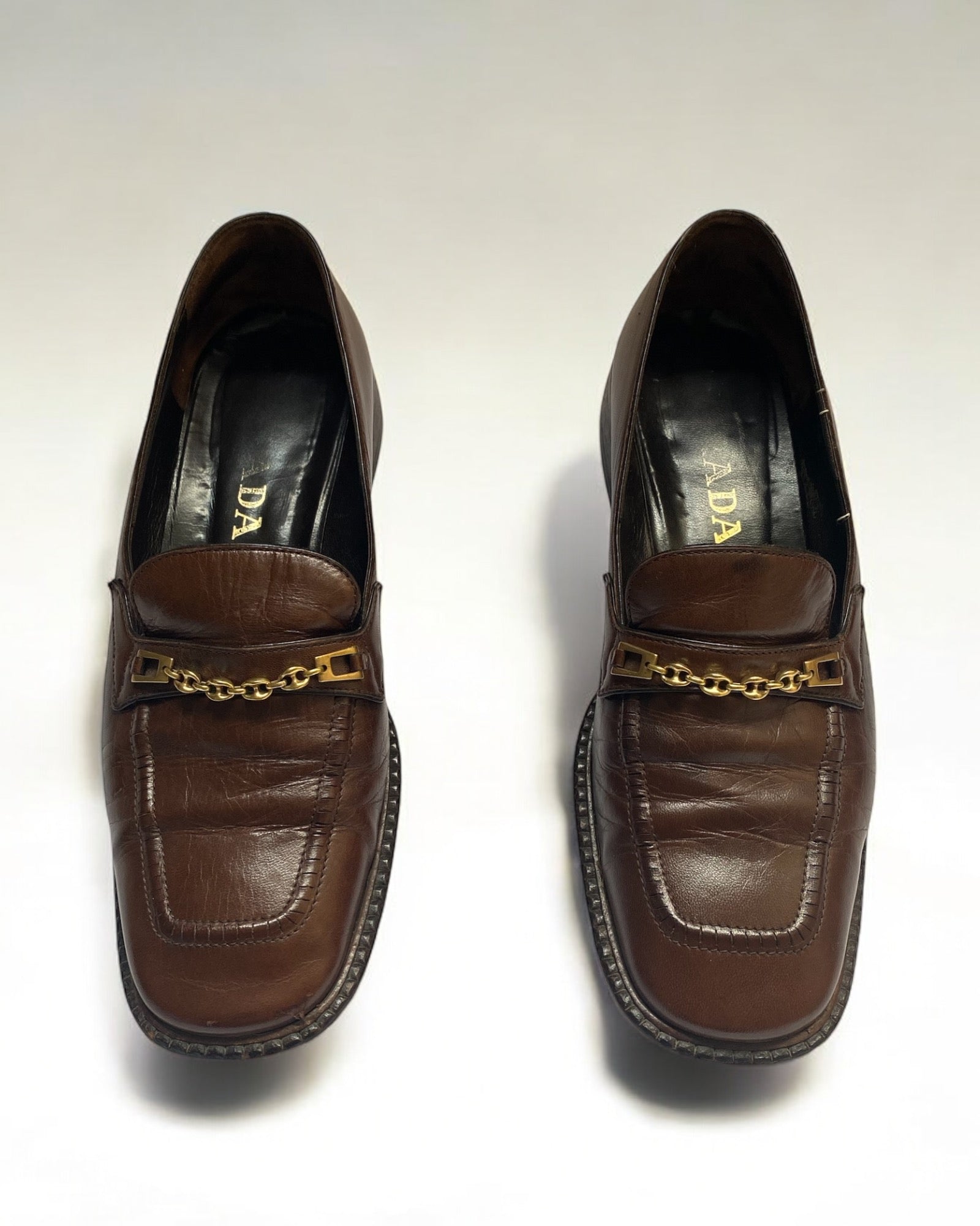 Prada Brown Leather Chain Loafers, c. 2000s