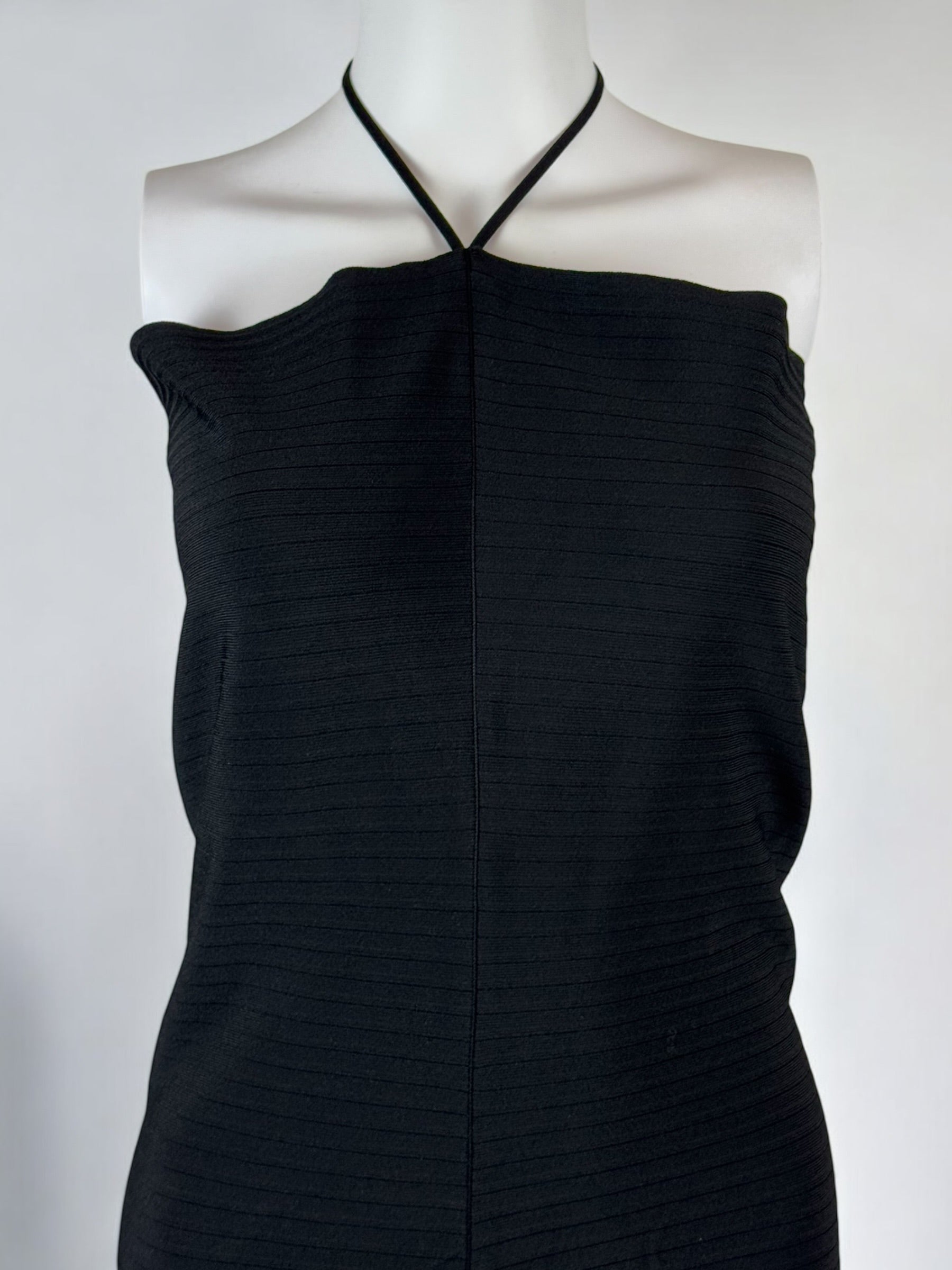 Gucci by Tom Ford Black Ribbed Halterneck Dress, SS 2000