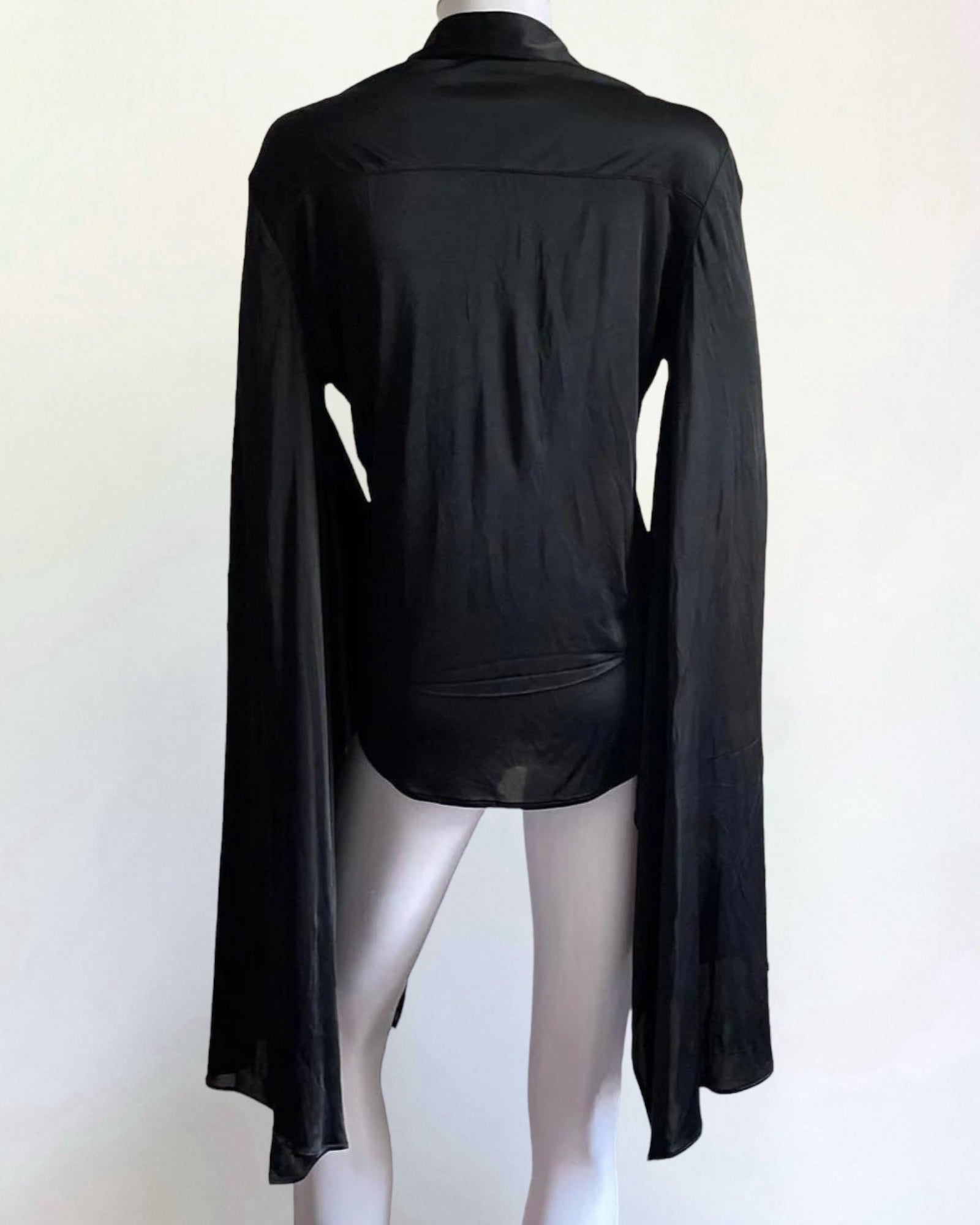 Gucci by Tom Ford Black Angel Sleeve Blouse, 2003