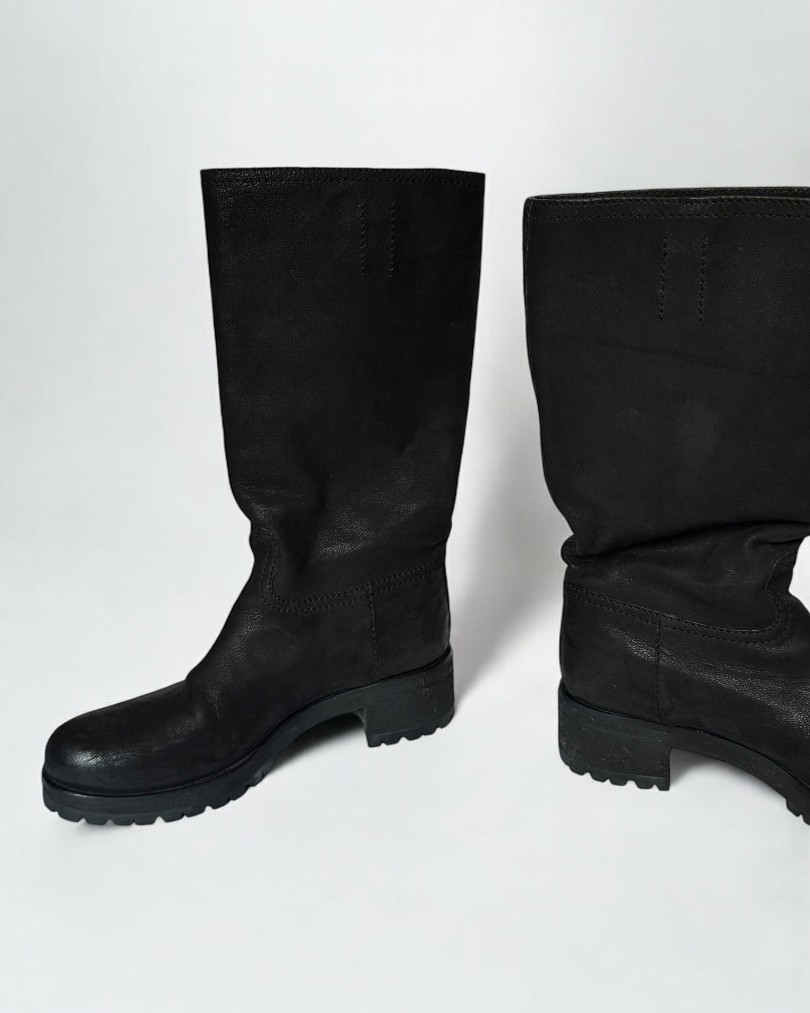 Prada Black Leather Mid Calf Boots, c. 2000s