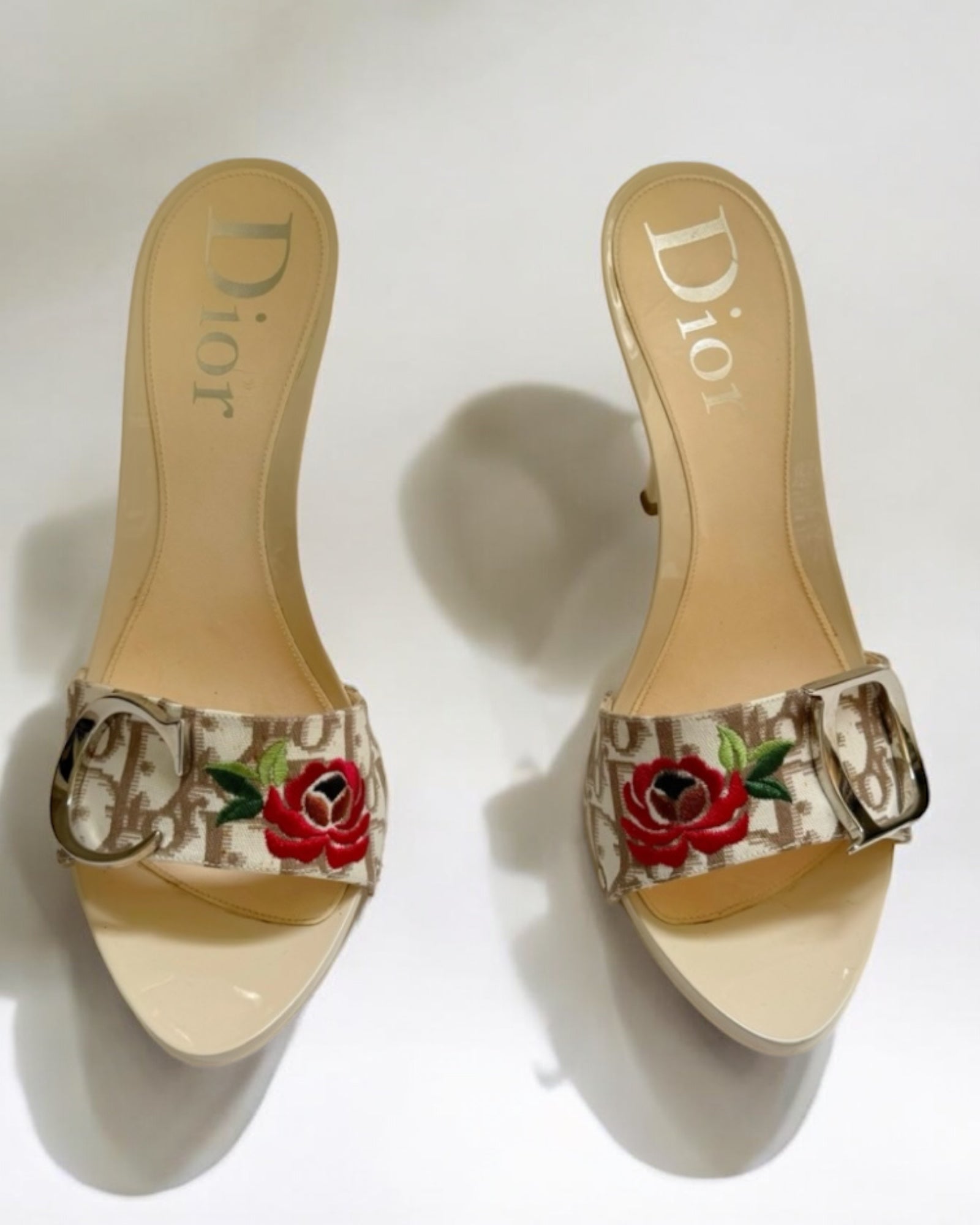 Christian Dior by John Galliano Monogram Floral Clogs, c. 2000s