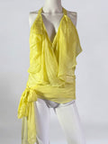 Gucci by Tom Ford Yellow Silk Ruffle Blouse, 2004