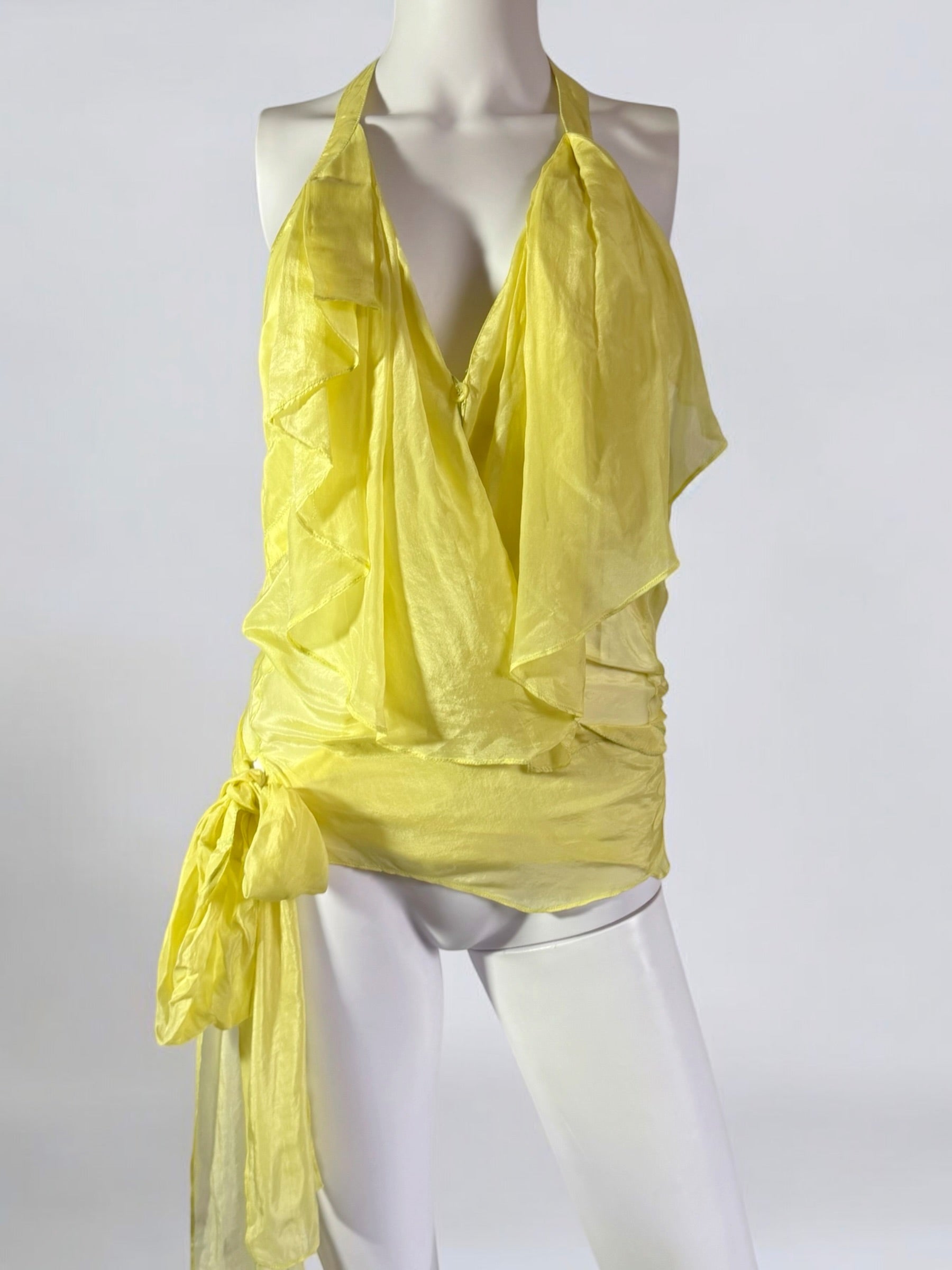 Gucci by Tom Ford Yellow Silk Ruffle Blouse, 2004