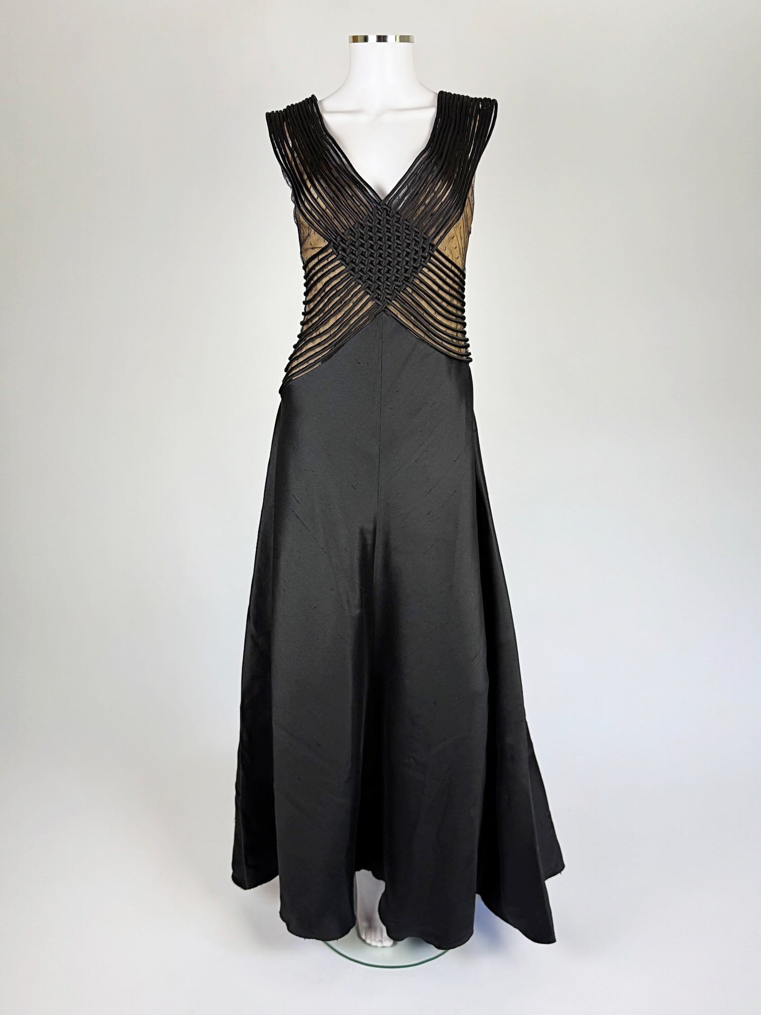 Valentino Black Lattice Evening Gown, SS 1999