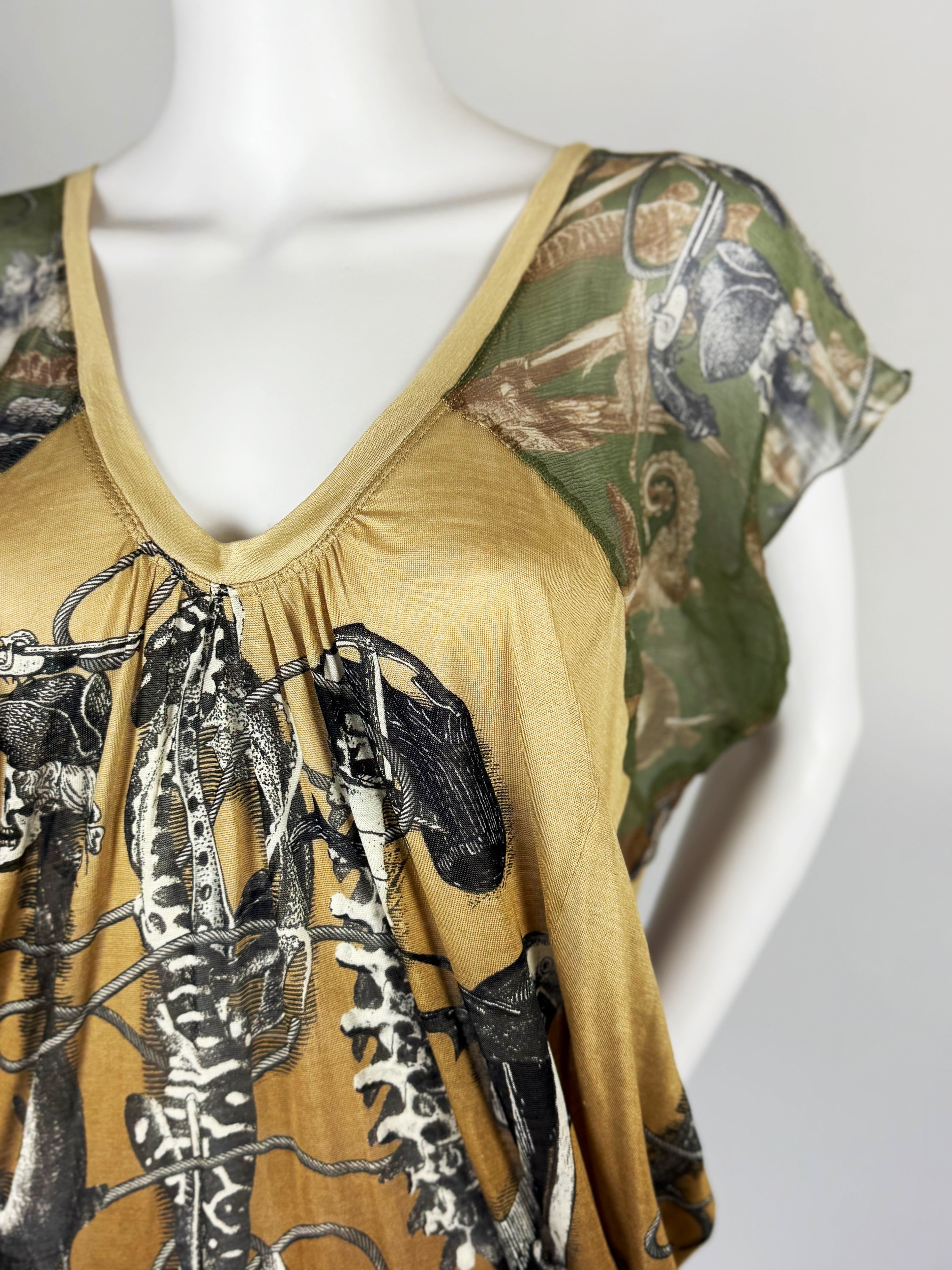 Jean Paul Gaultier Silk Graphic Dress, c. 2000s