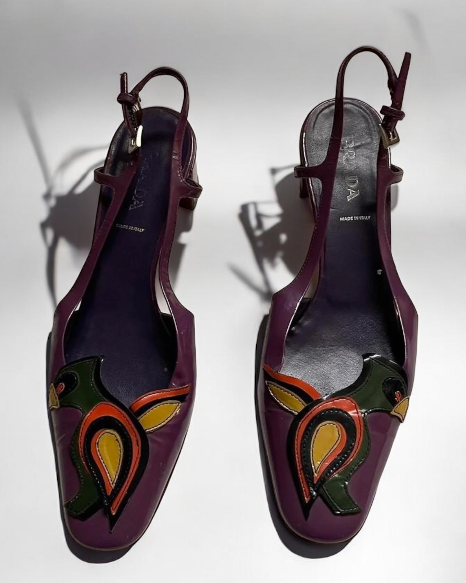 Prada Purple Floral Patent Leather Sandals, c. 2000s