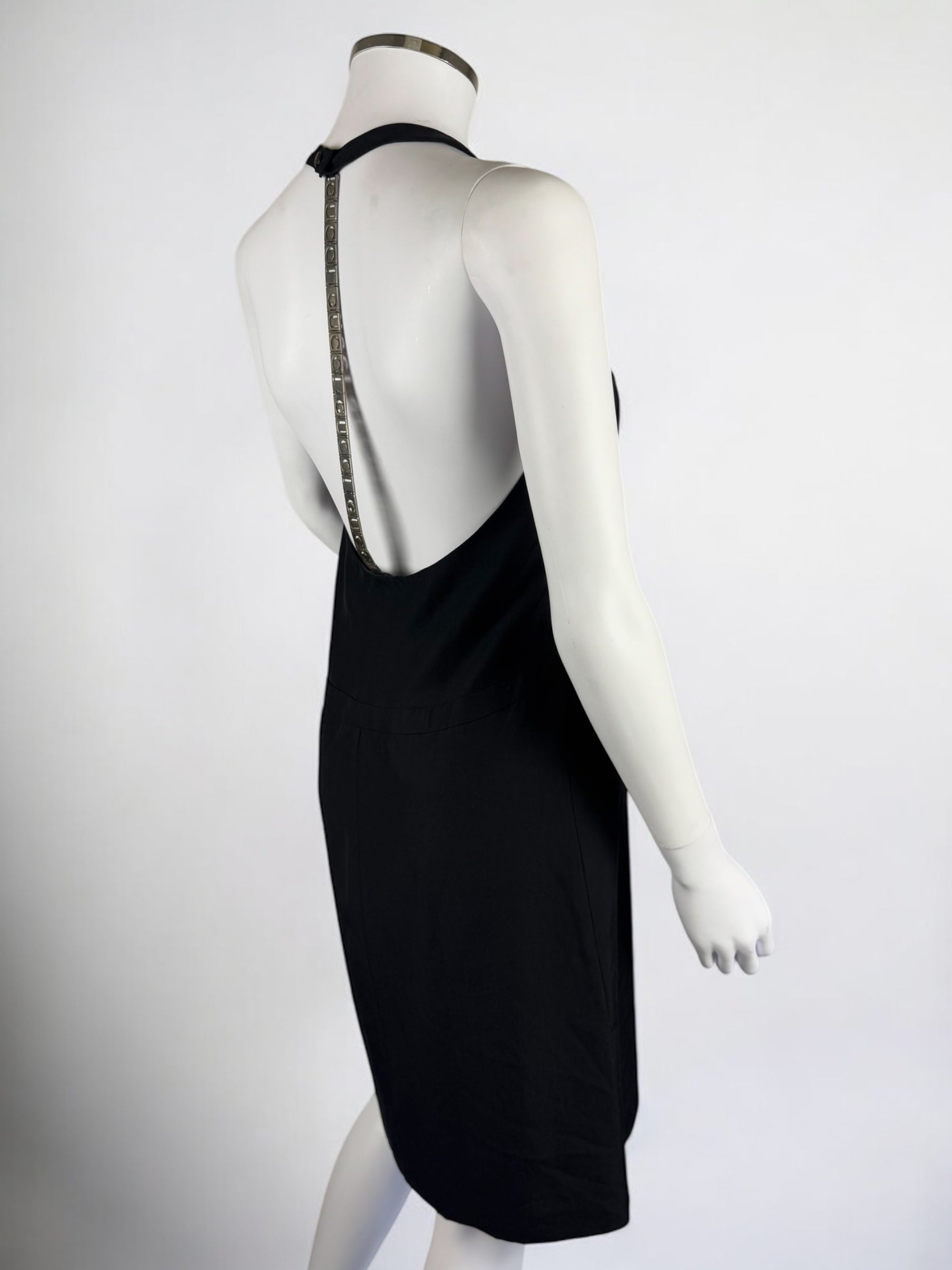 Gucci by Tom Ford Metal Chain Logo Back Mini Dress, 1996