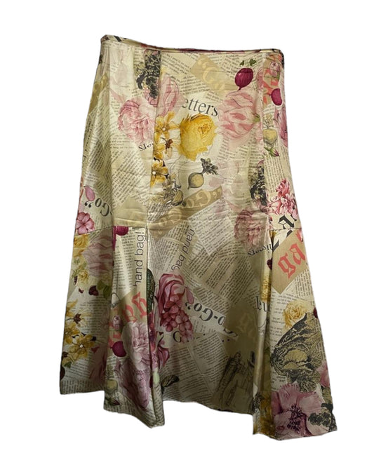 John Galliano Silk Newspaper Skirt, 2000s
