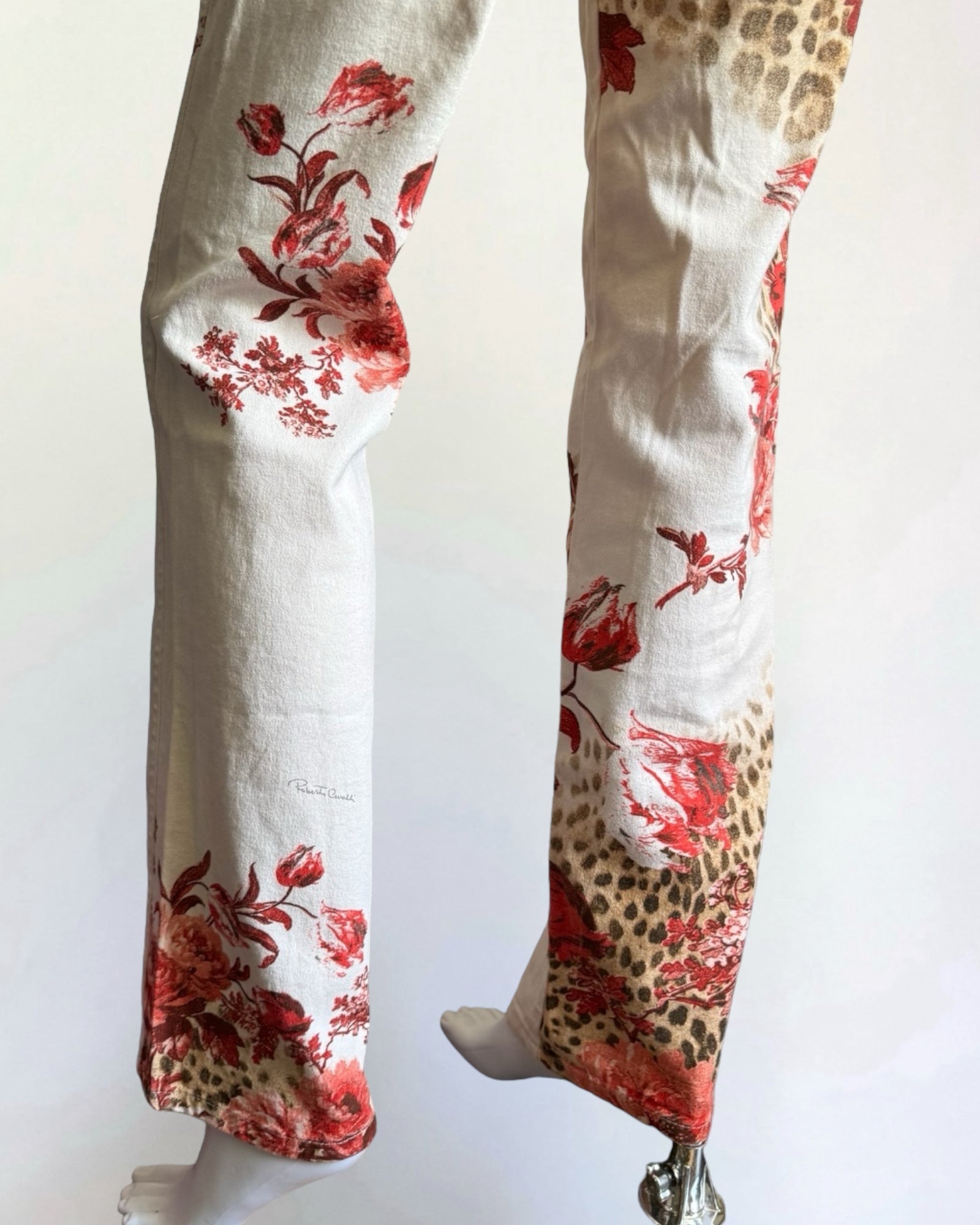 Roberto Cavalli Floral and Leopard Jeans, c. 2000s