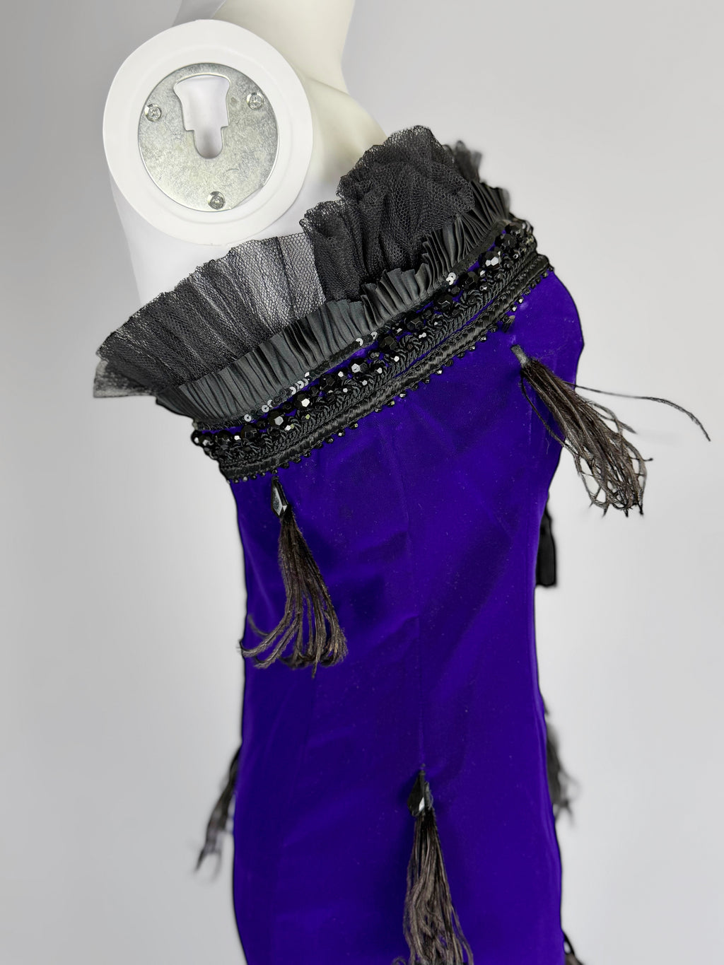 Christian Lacroix Silk Velvet Feather Dress, FW 1988