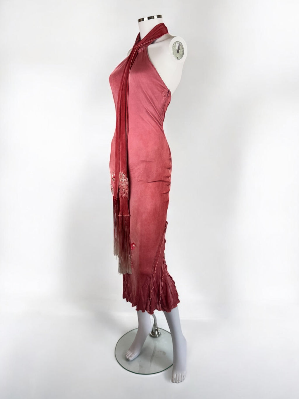 Roberto Cavalli CLASS Pink Embroidered Halter Dress, c. 2000s