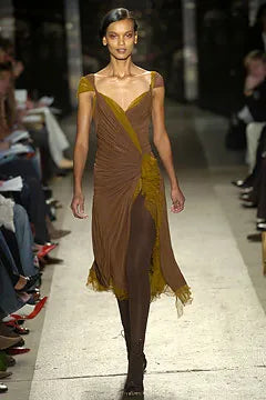 Donna Karan Ruched Dress with Tulle Ruffles, FW 2004