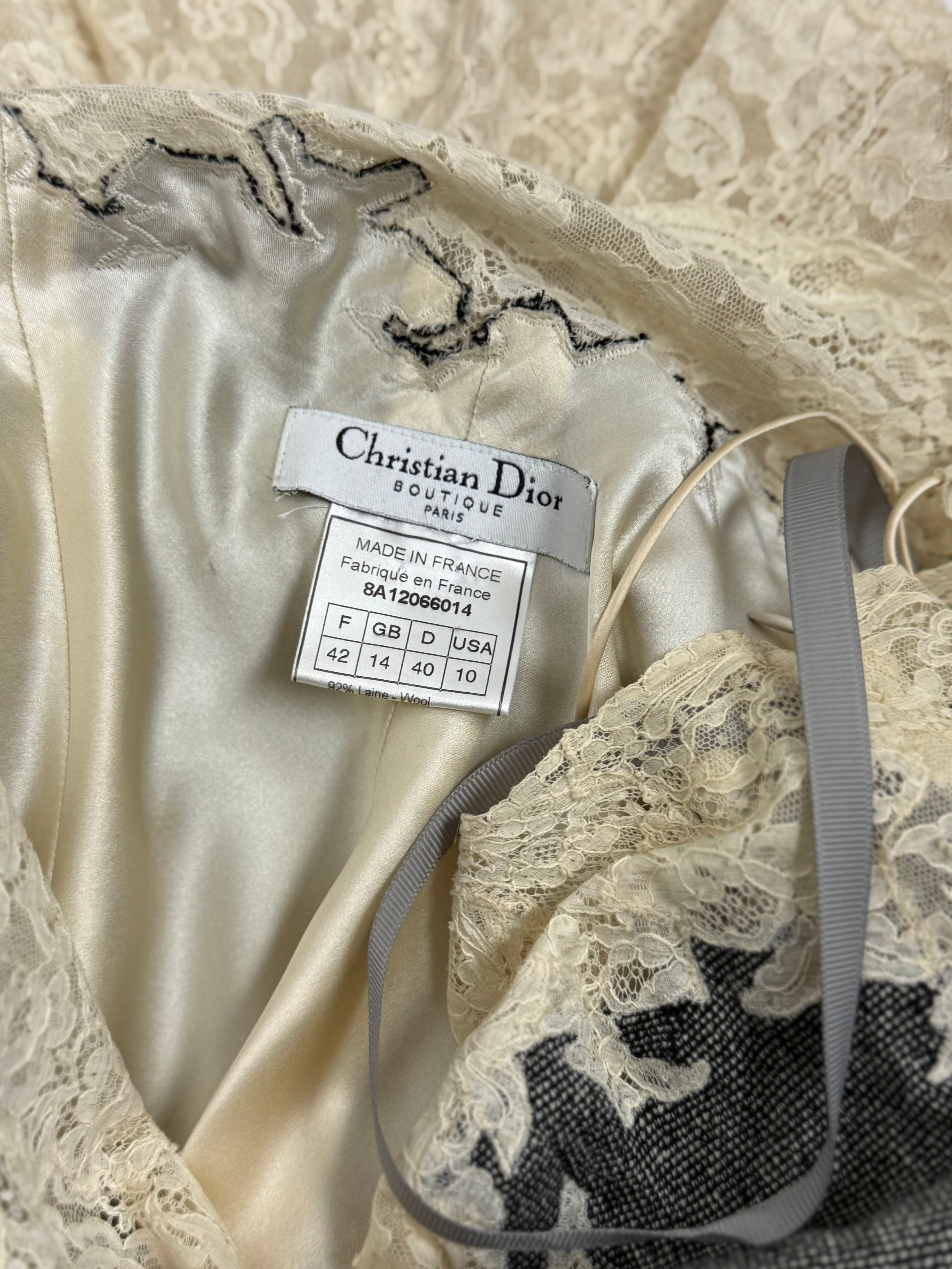 Christian Dior by John Galliano Wool & Lace Slip Dress Ensemble, FW 1998