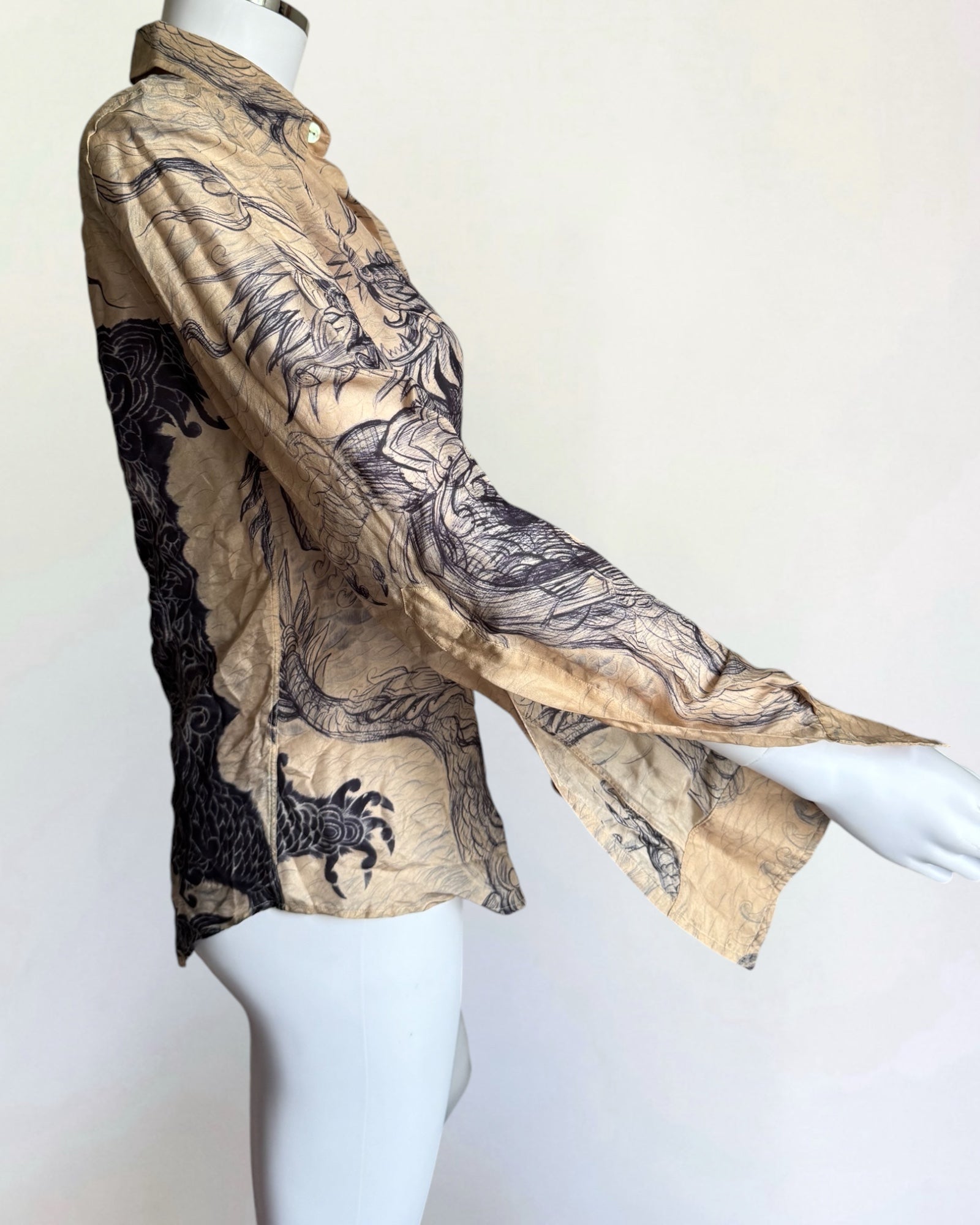 Jean Paul Gaultier Femme Silk Dragon Blouse, c. 1990s