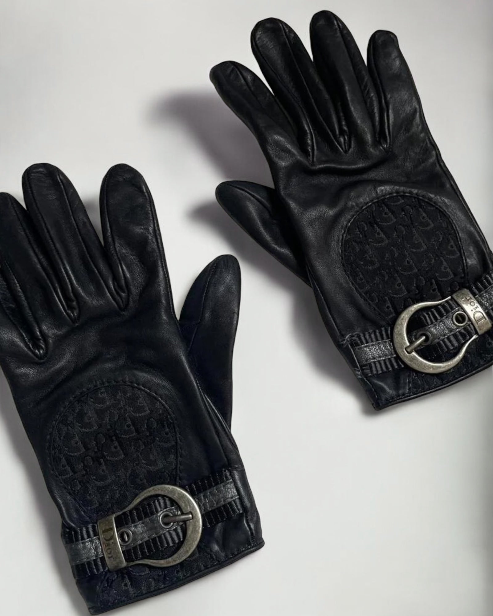 Christian Dior by John Galliano Monogram Leather Gloves, c. 2000s