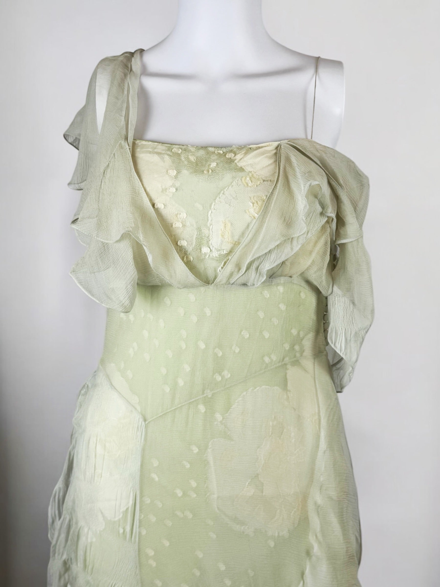 Christian Dior by John Galliano Silk Chiffon Lace Dress, 2006