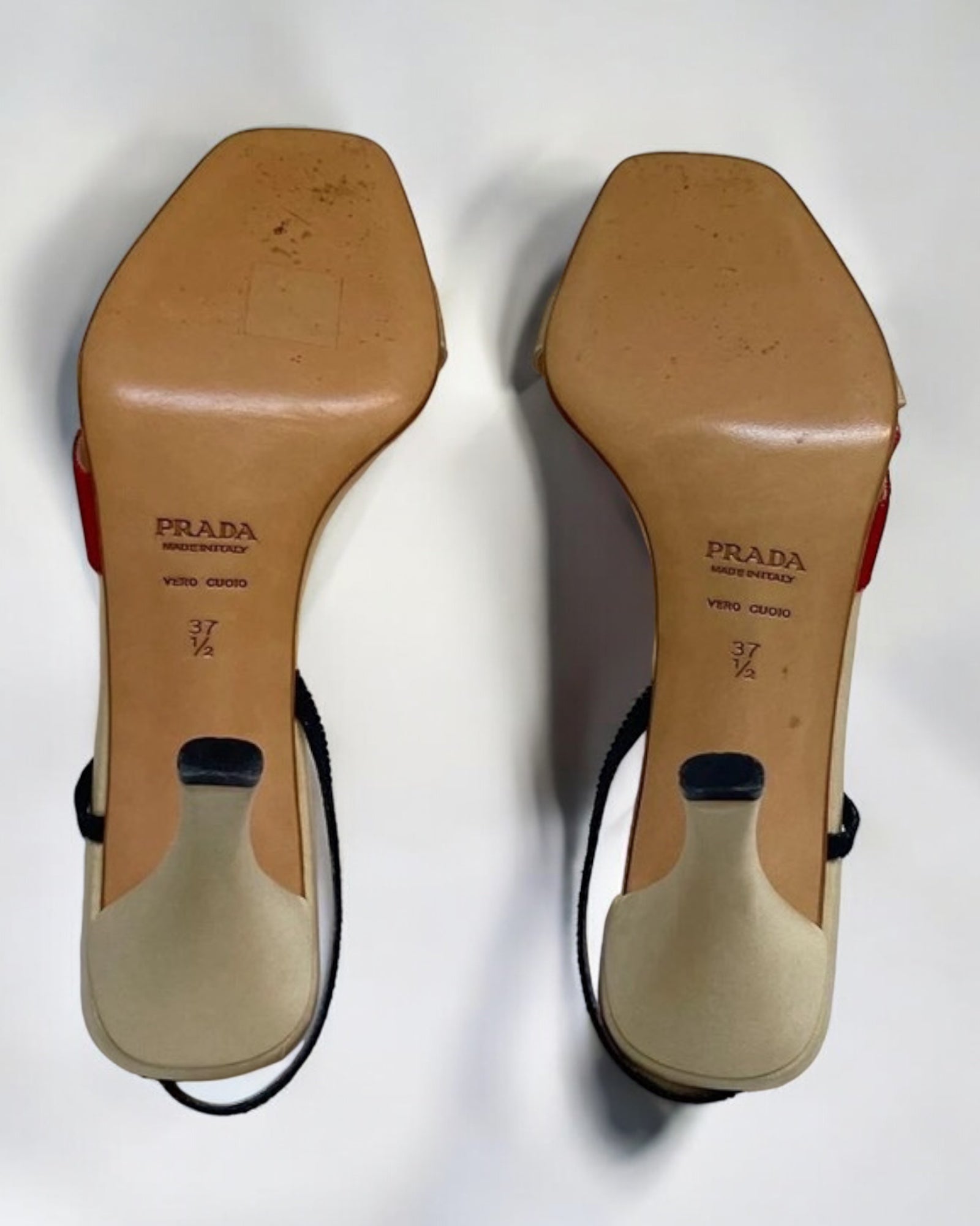 Prada Cream and Red Bow Sandals, c. 2000s