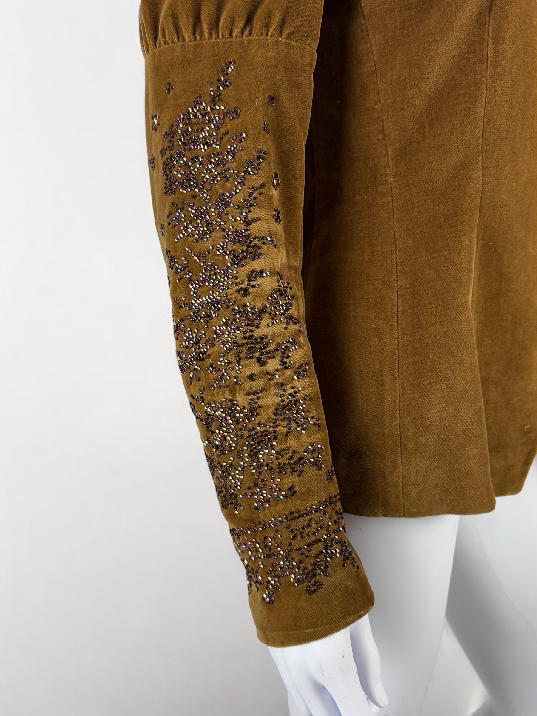 Dries Van Noten Brown Velvet Beaded Blazer, FW 1999