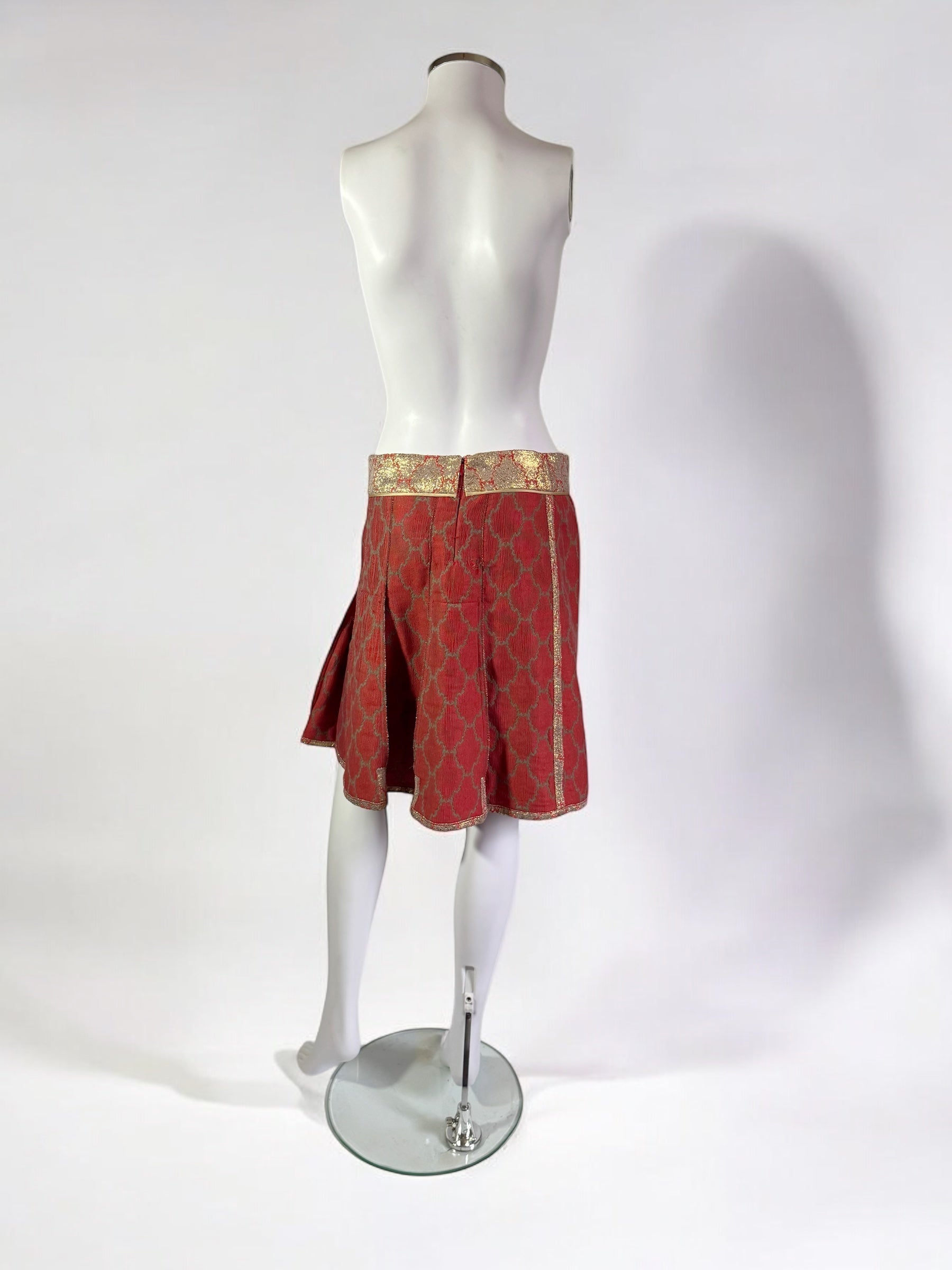 Prada Red and Gold Brocade Skirt, SS 2002