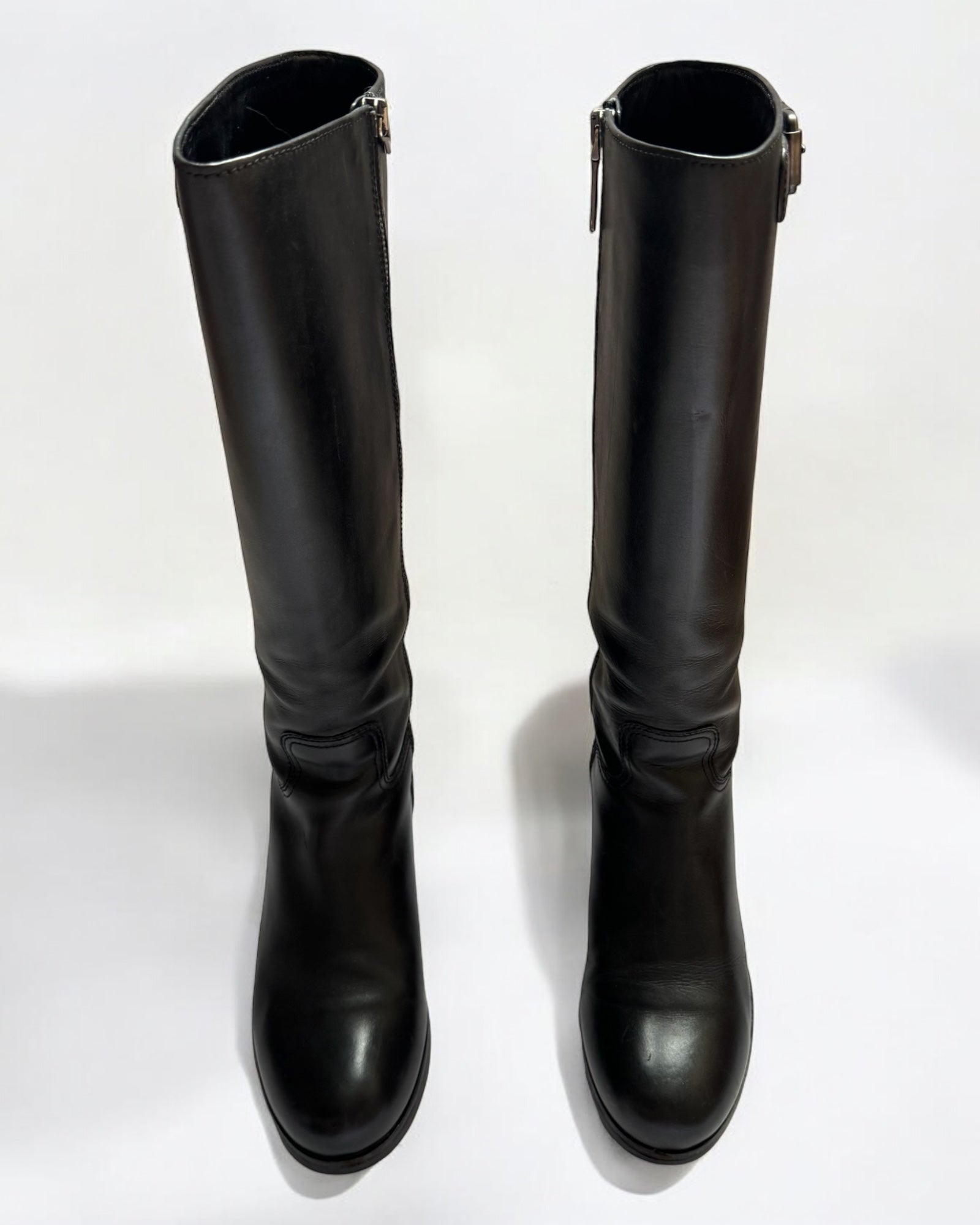 Prada Sport Black Leather Knee High Boots, c. 2000s