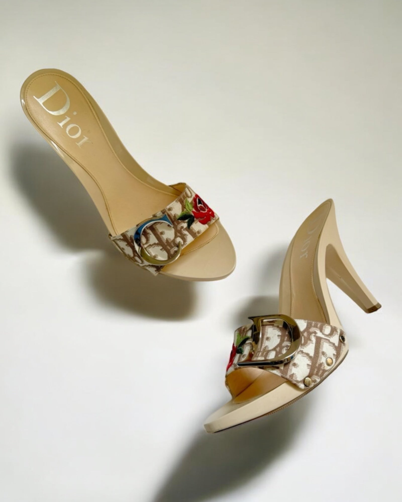 Christian Dior by John Galliano Monogram Floral Clogs, c. 2000s