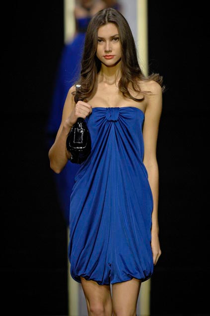 Elie Saab Silk Blue Strapless Dress, SS 2008