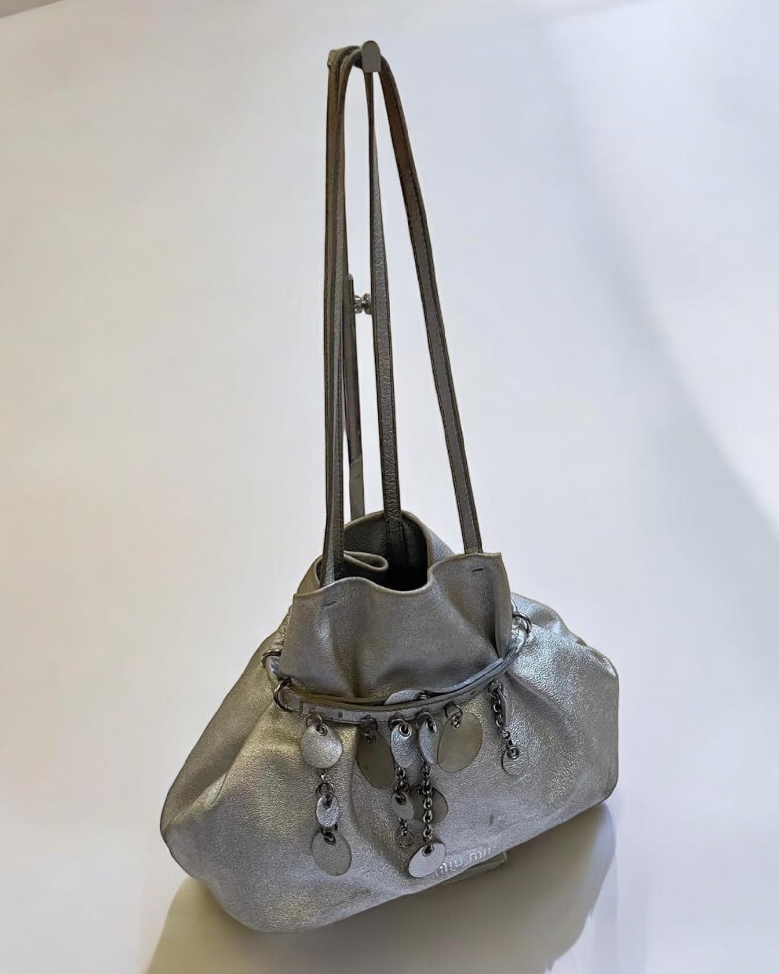 Miu Miu Silver Leather Mini Bag, c. 1990s