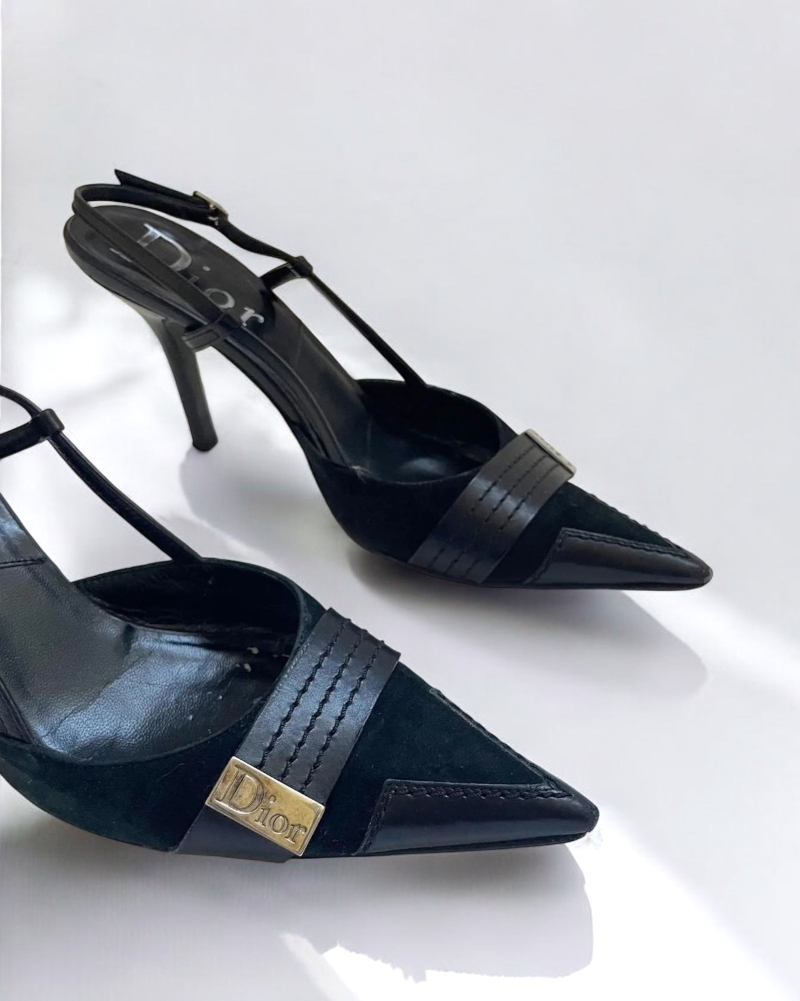 Christian Dior Black Suede and Leather Heels, c. 2000s