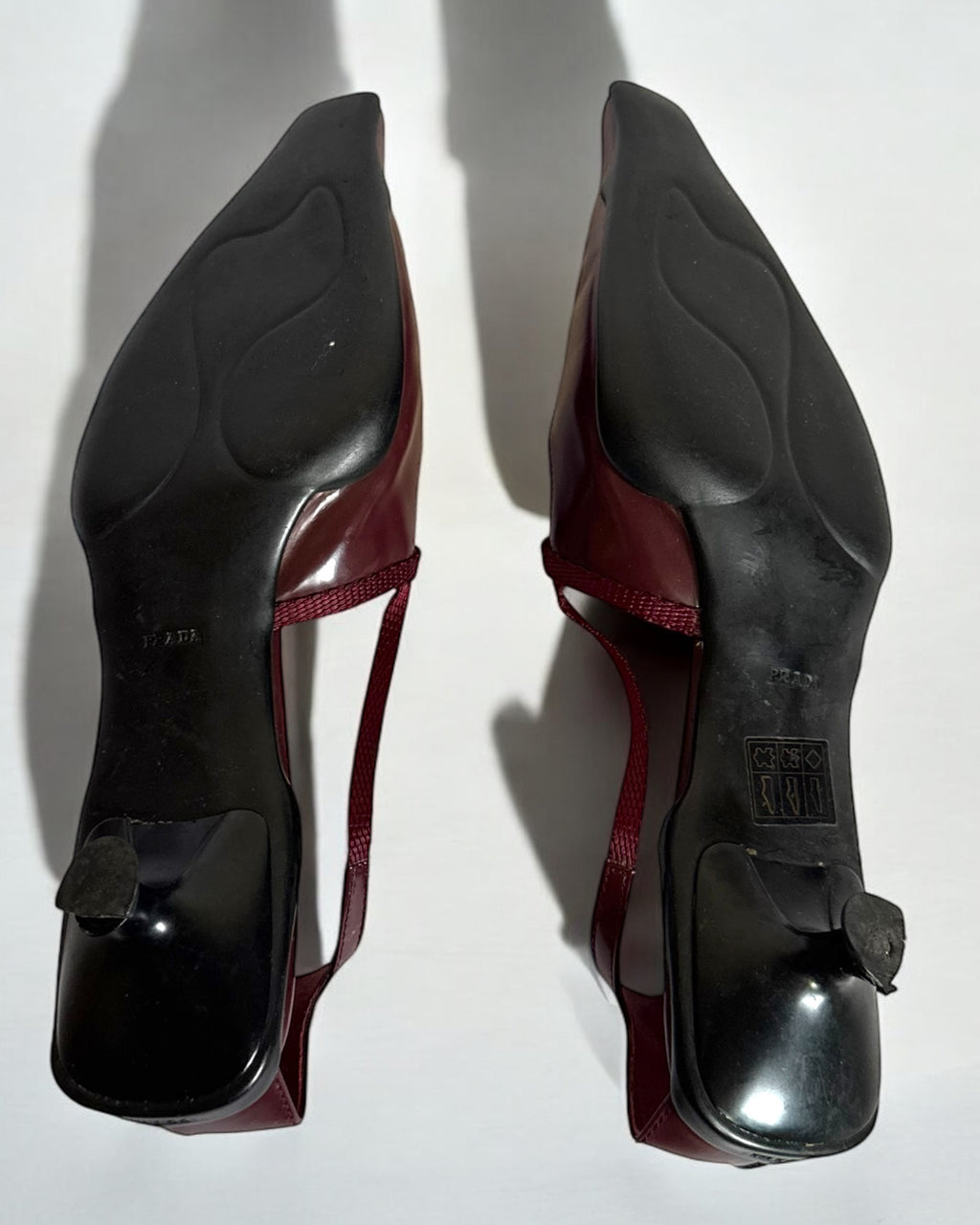 Prada Burgundy Sling Back Kitten Heels, SS 2000
