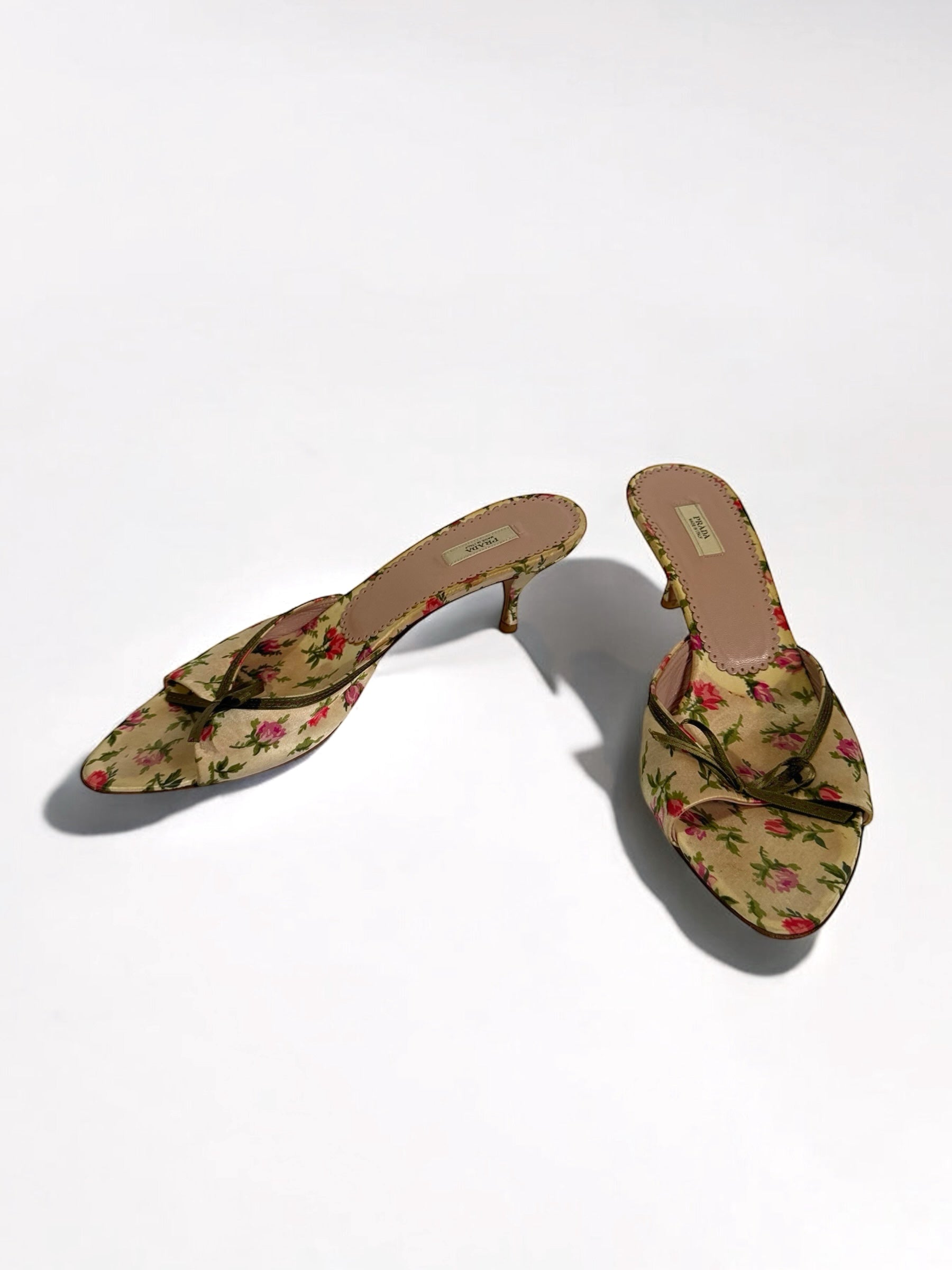 Prada Floral Satin Sandals, c. 2000s