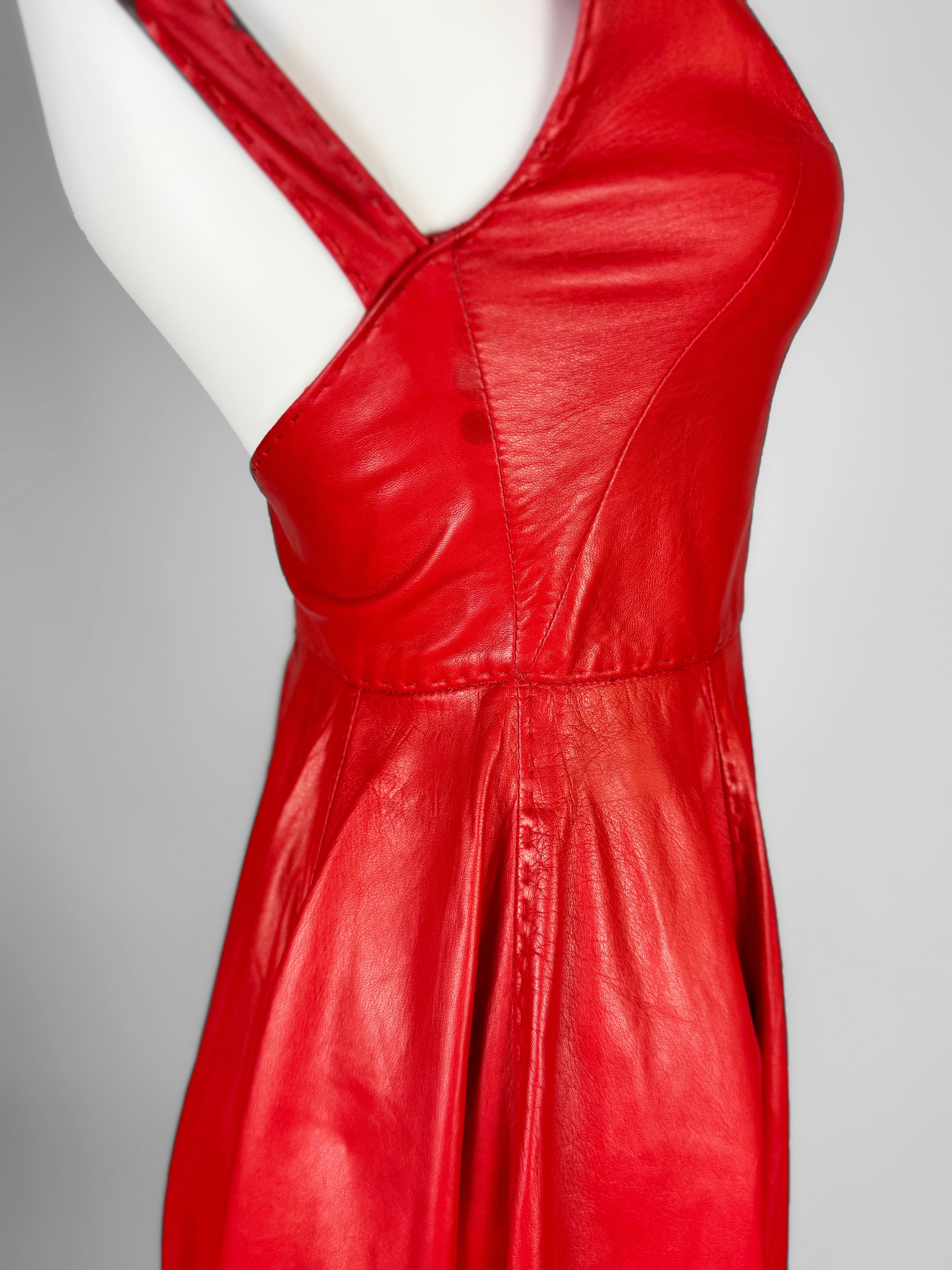 alexander mcqueen red leather dress Vintage Alexander McQueen Dresses & Evening Gowns