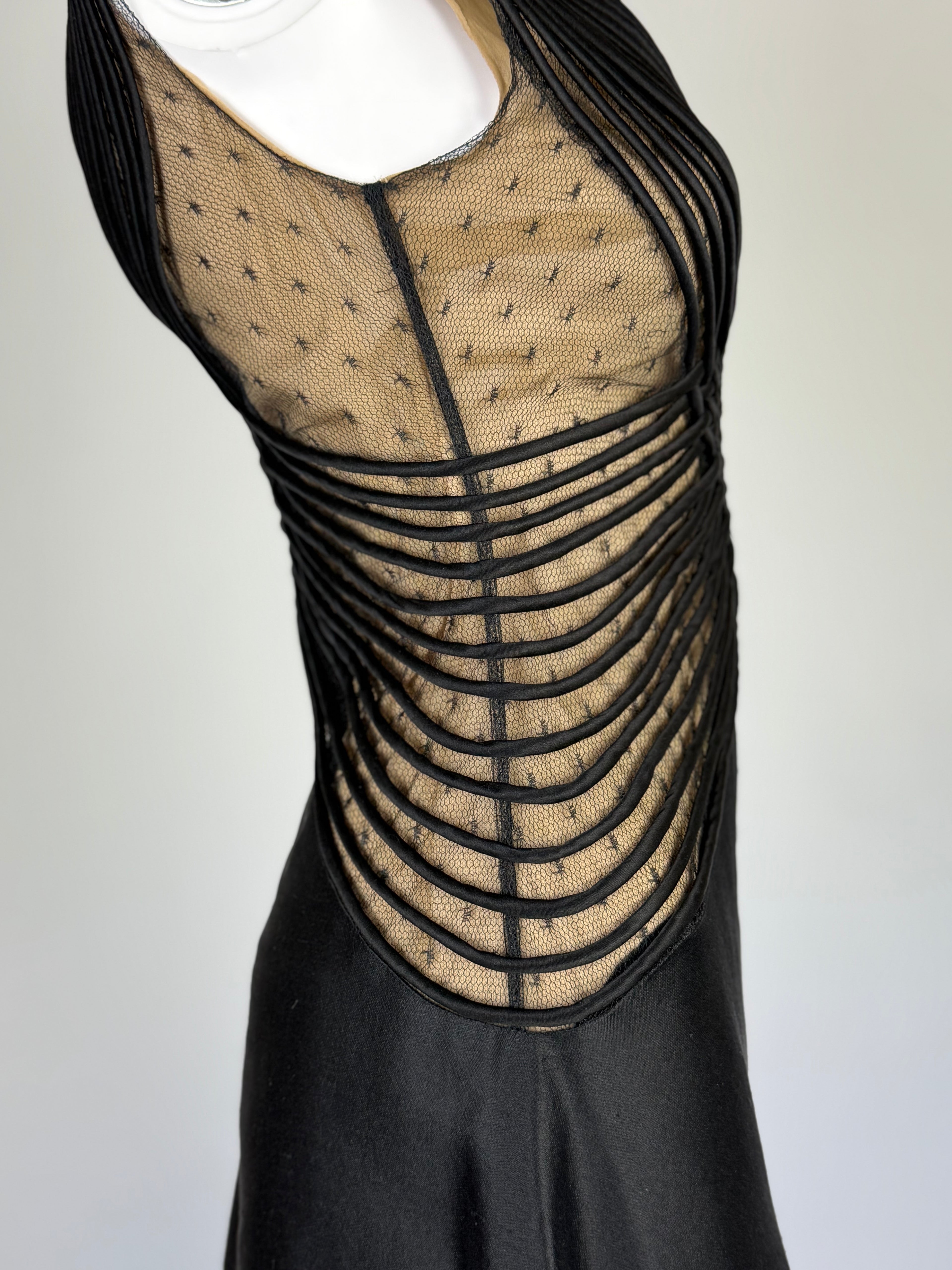 Valentino Black Lattice Evening Gown, SS 1999