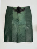 Gucci by Tom Ford Green Leather and Fur Skirt, FW 1999