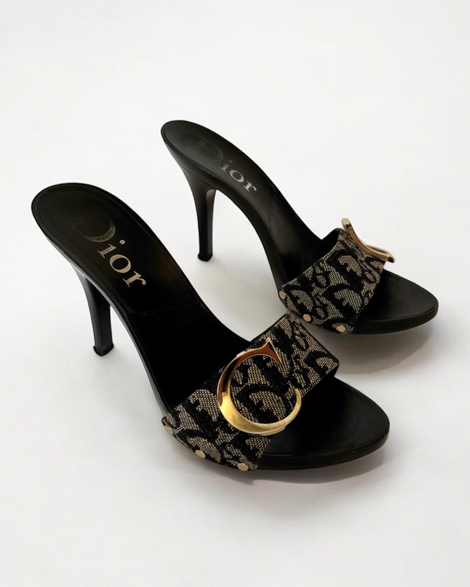 Christian Dior by John Galliano Monogram Trotter Oblique Clogs, 2005