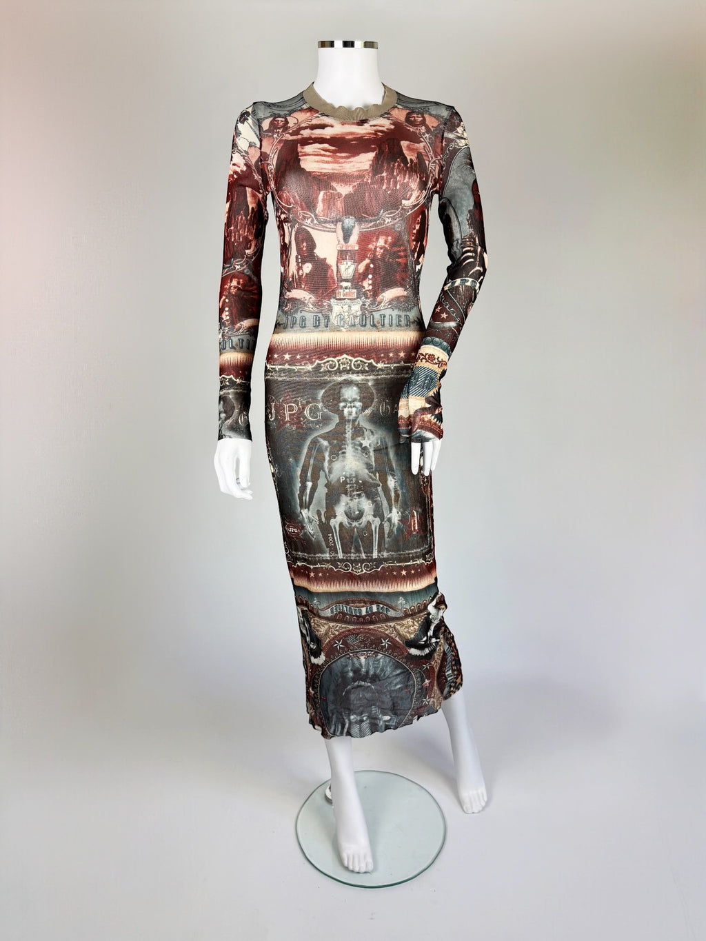 Jean Paul Gaultier Graphic Mesh Dress, c. Early 2000s