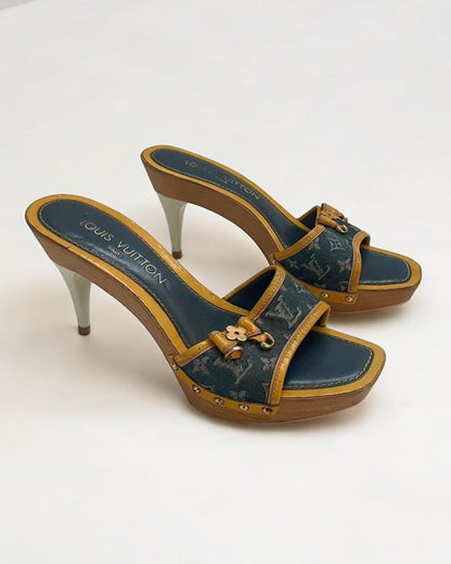 Louis Vuitton by Marc Jacobs Denim Monogram Clogs, 2005