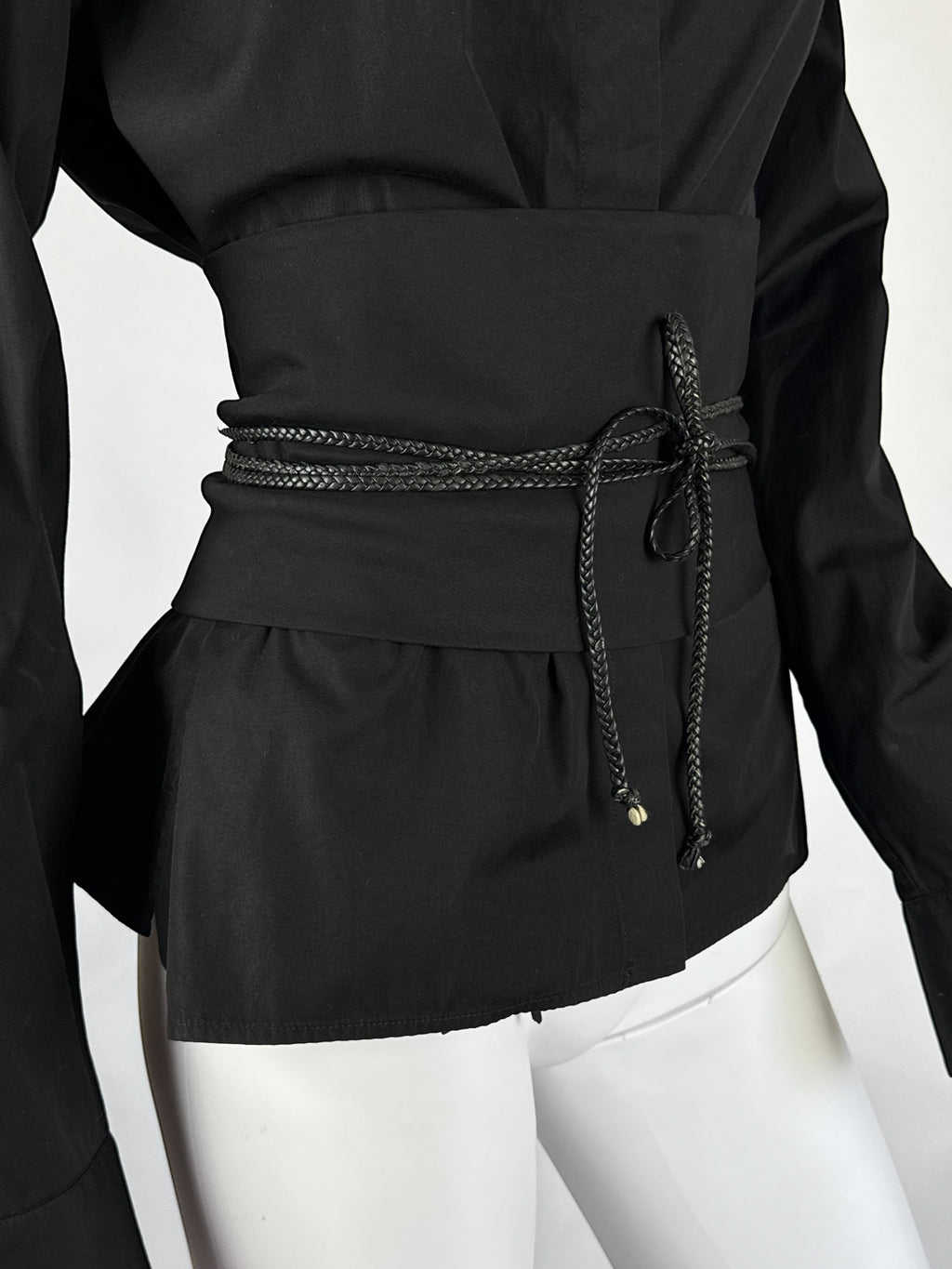 Gucci by Tom Ford Black Blouse w Obi Belt, FW 2002