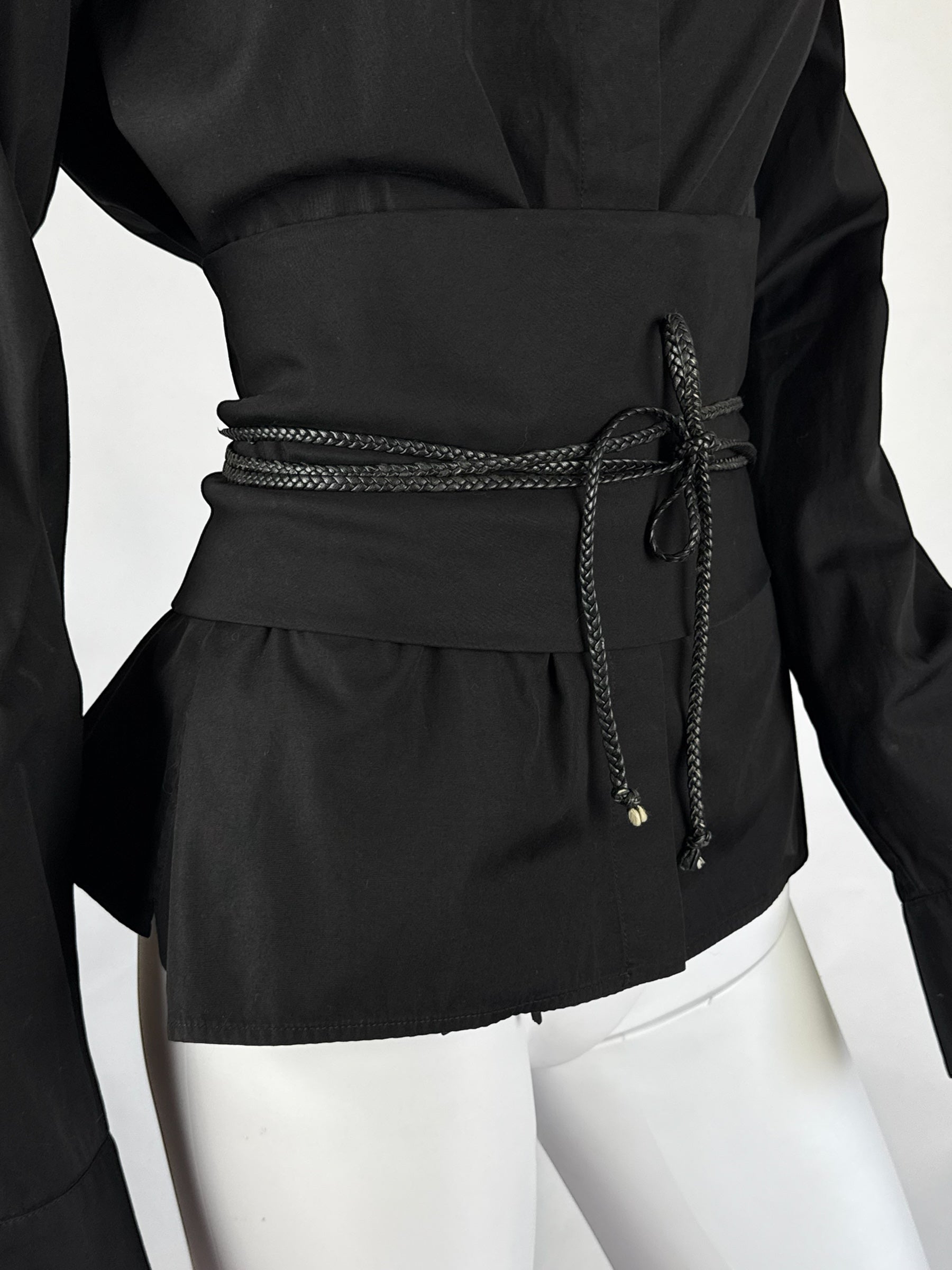 Gucci by Tom Ford Black Blouse w Obi Belt, FW 2002