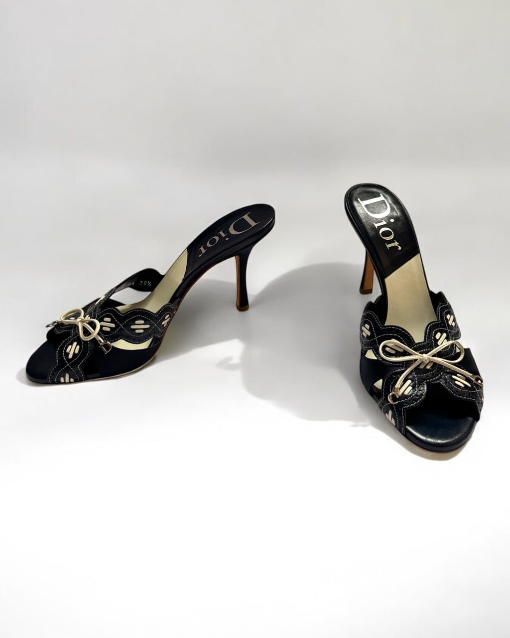 Christian Dior Navy Leather Bow Heels, c. 2000s