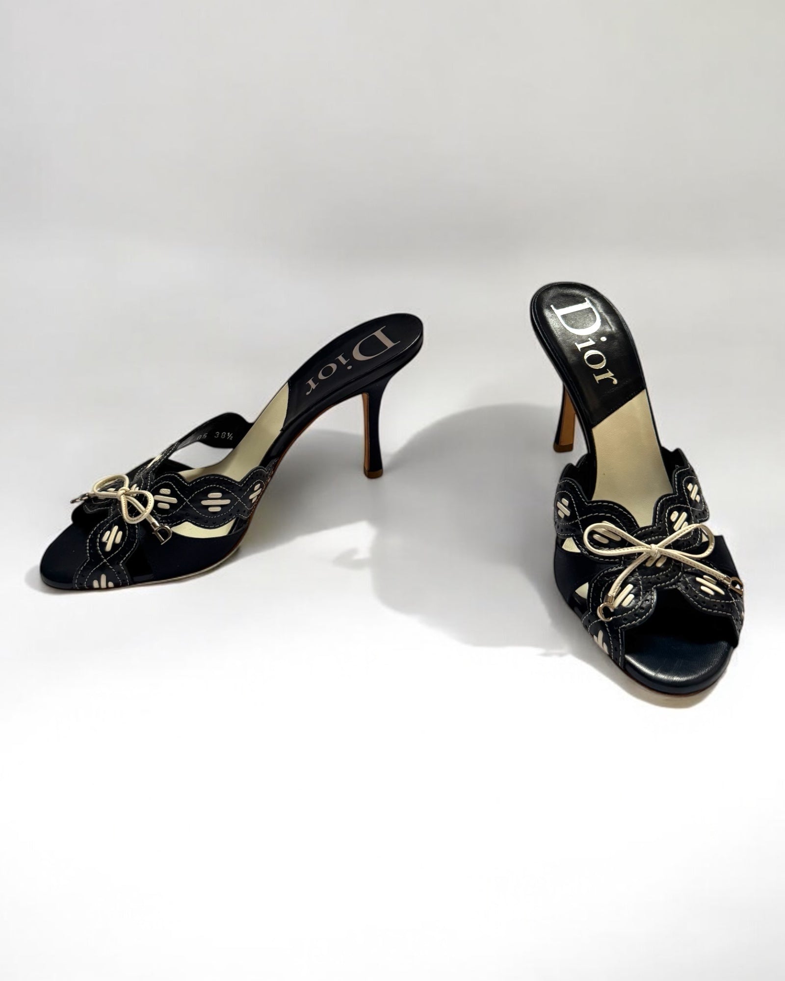 Christian Dior Navy Leather Bow Heels, c. 2000s