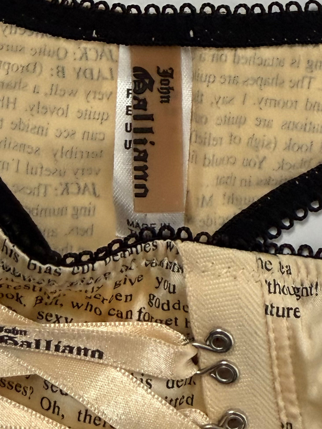 John Galliano Newspaper Silk Lingerie Set, 2004