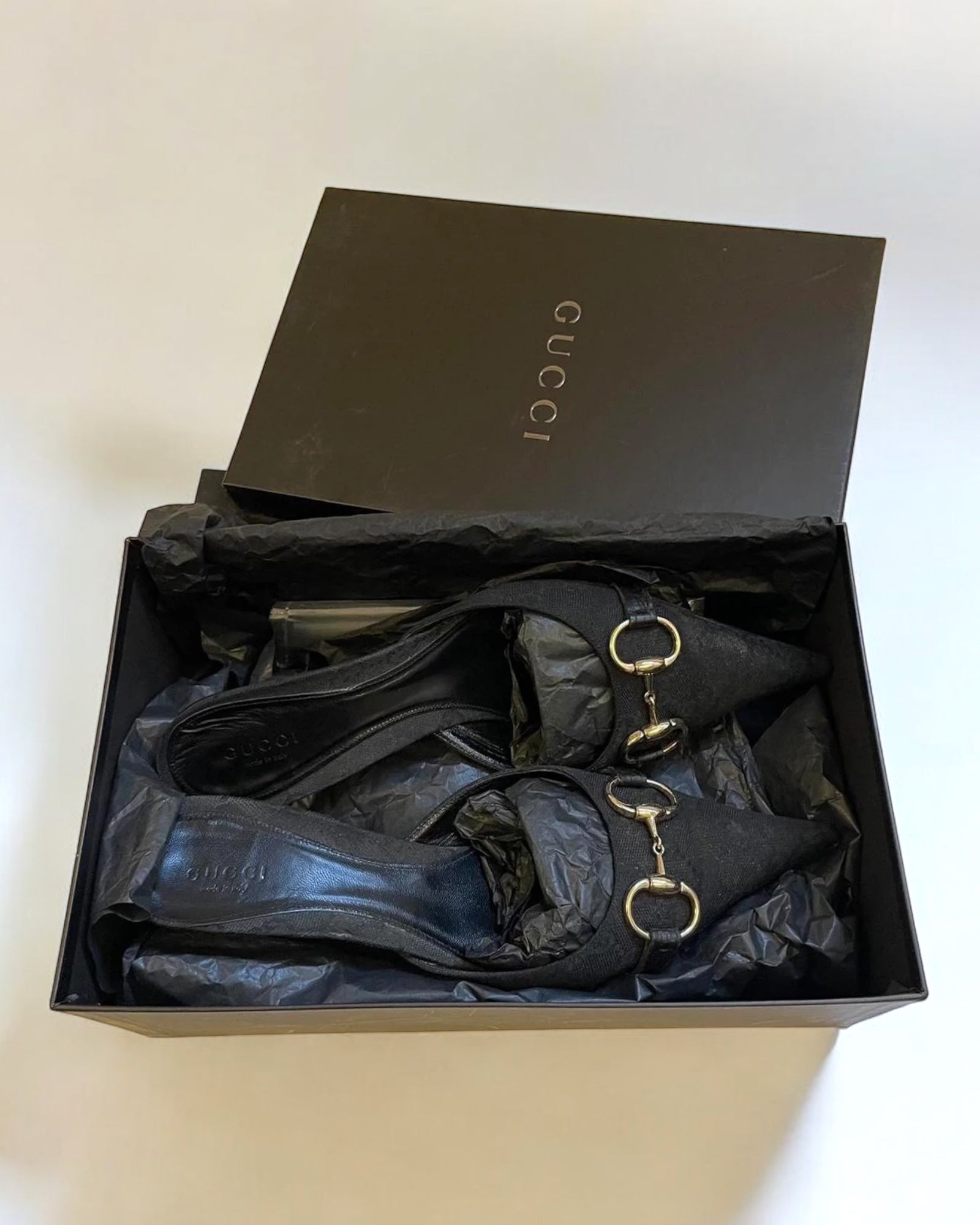 Gucci Black Monogram Heels, 2005