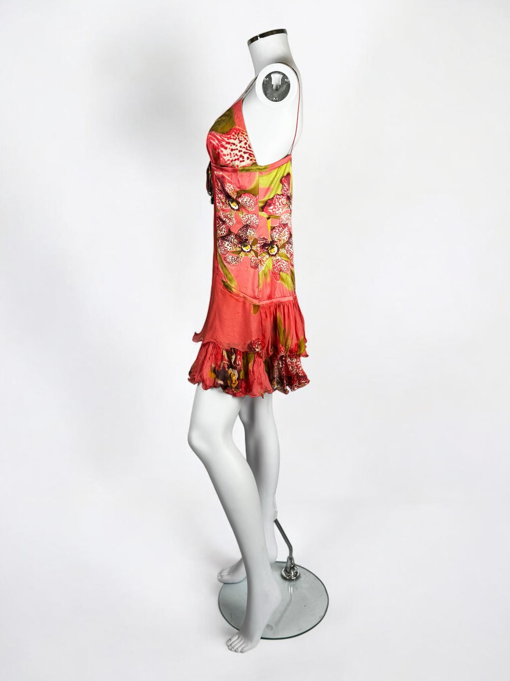 Roberto Cavalli Pink Orchid Print Mini Dress, 2004