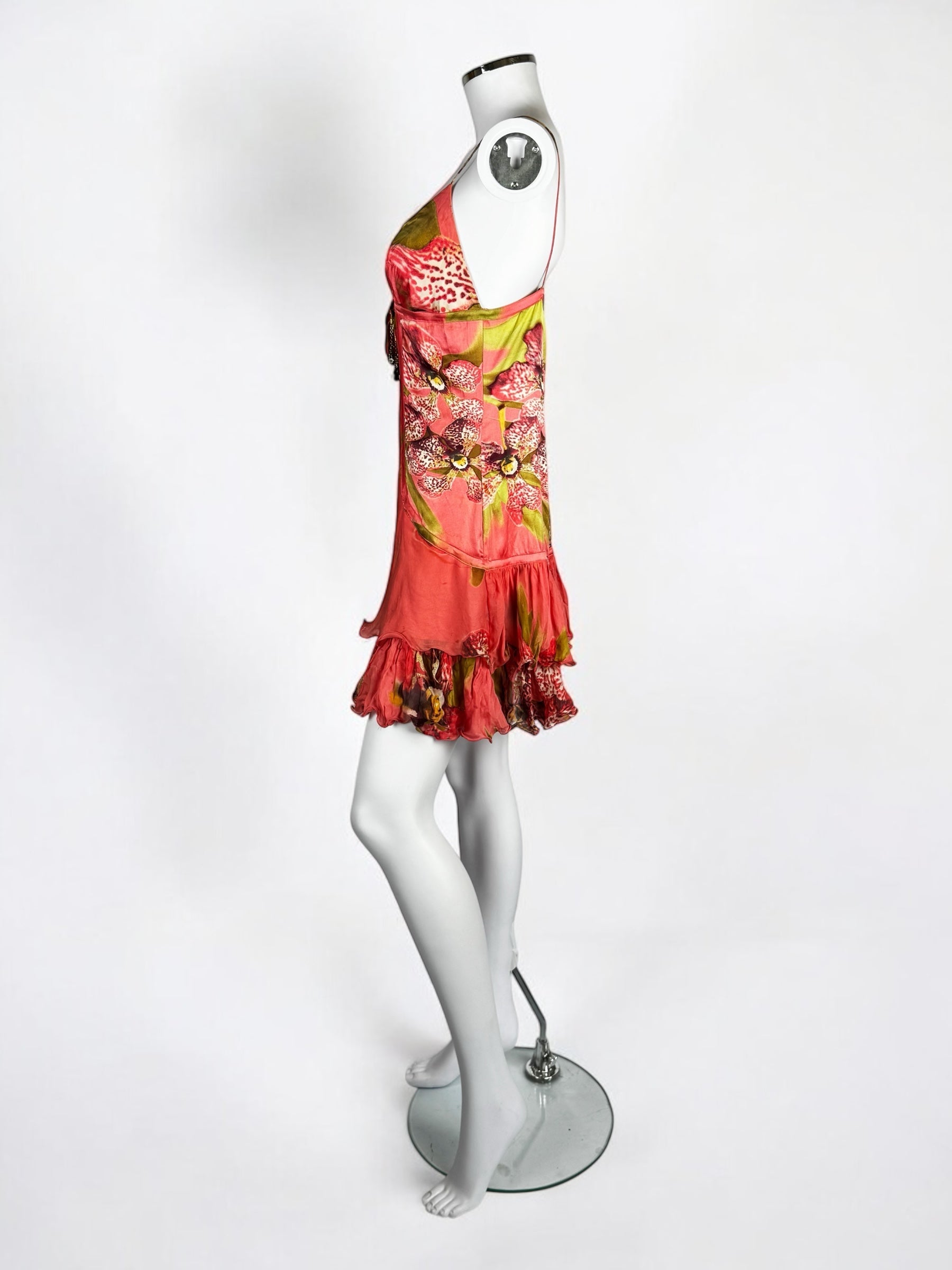Roberto Cavalli Pink Orchid Print Mini Dress, 2004