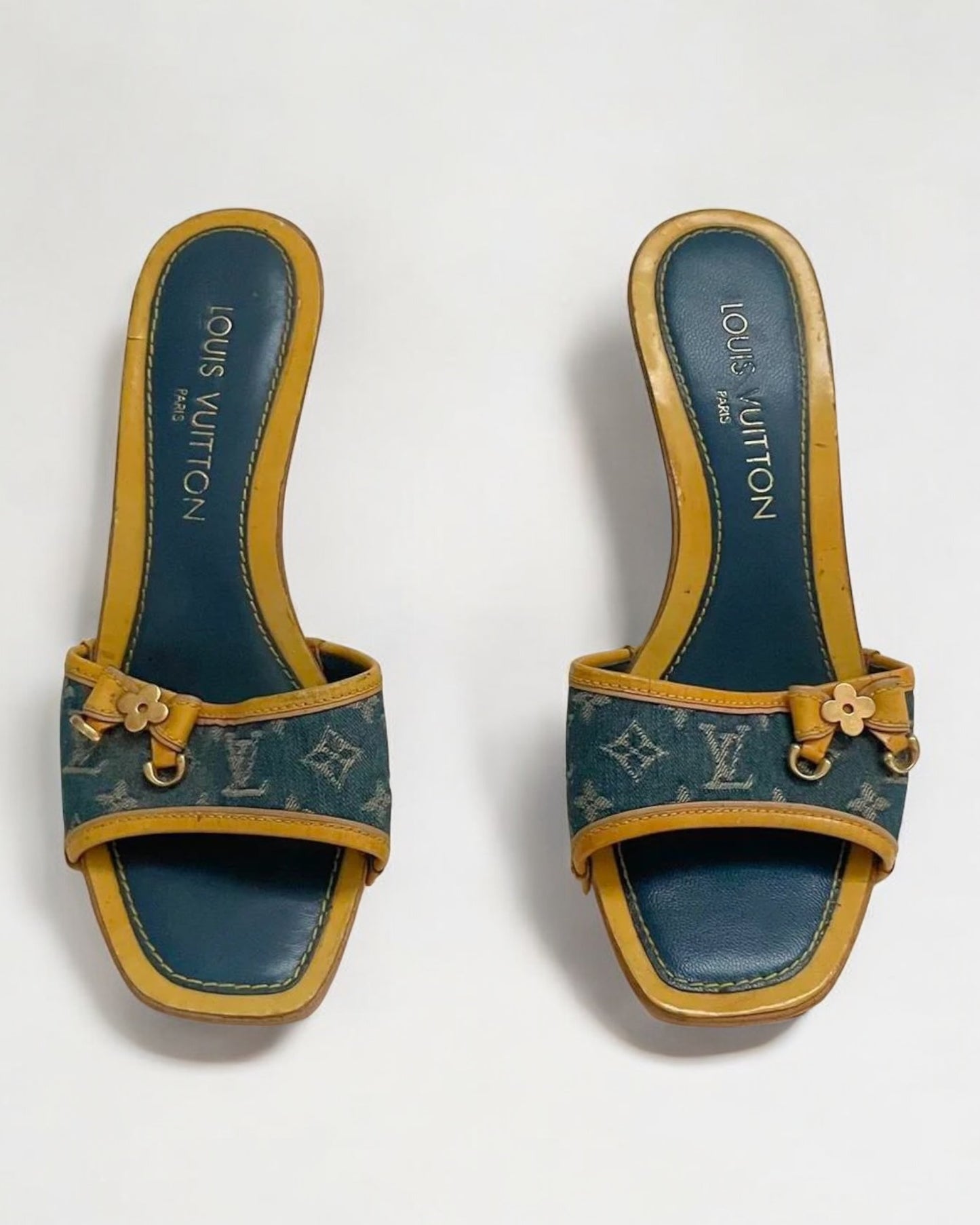 Louis Vuitton by Marc Jacobs Denim Monogram Clogs, 2005