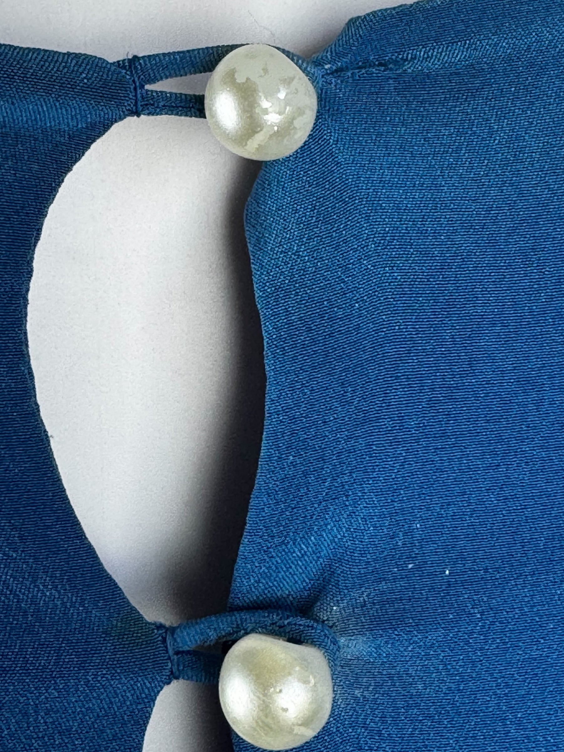 Bill Gibb Blue Silk Satin and Silk Chiffon Beaded Dress, c. Early 1980s