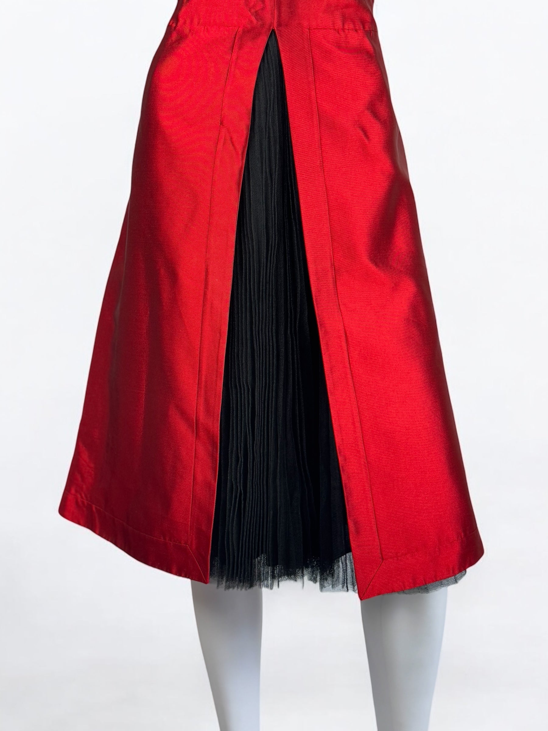 Alexander McQueen Red Mikado Silk Dress with Tulle, 2007
