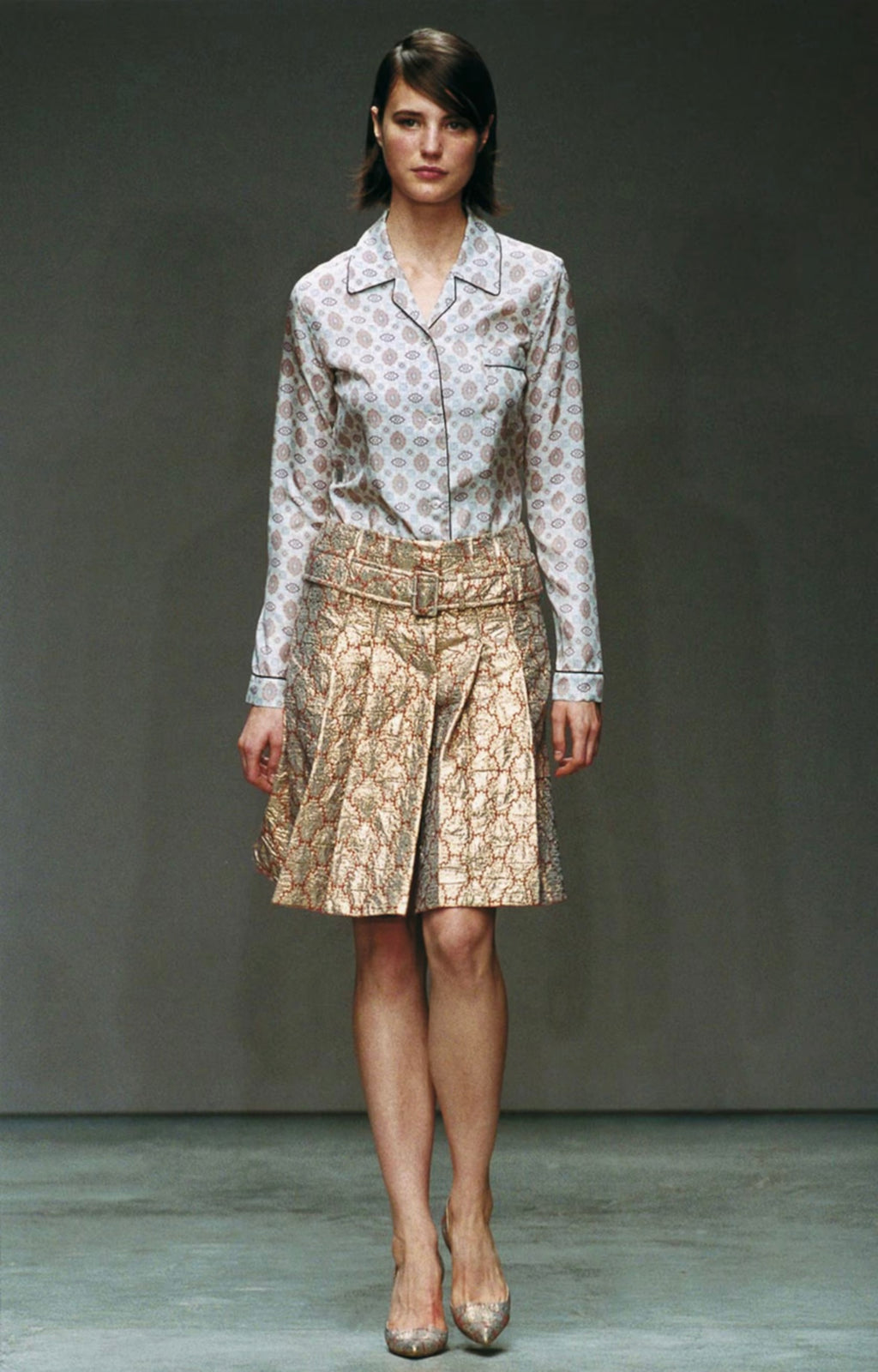 Prada Red and Gold Brocade Skirt, SS 2002
