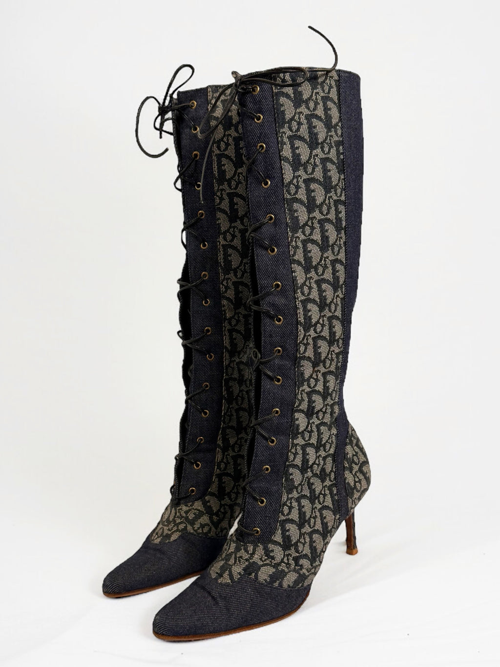 Christian Dior by John Galliano Lace Up Monogram Boots, SS 2000